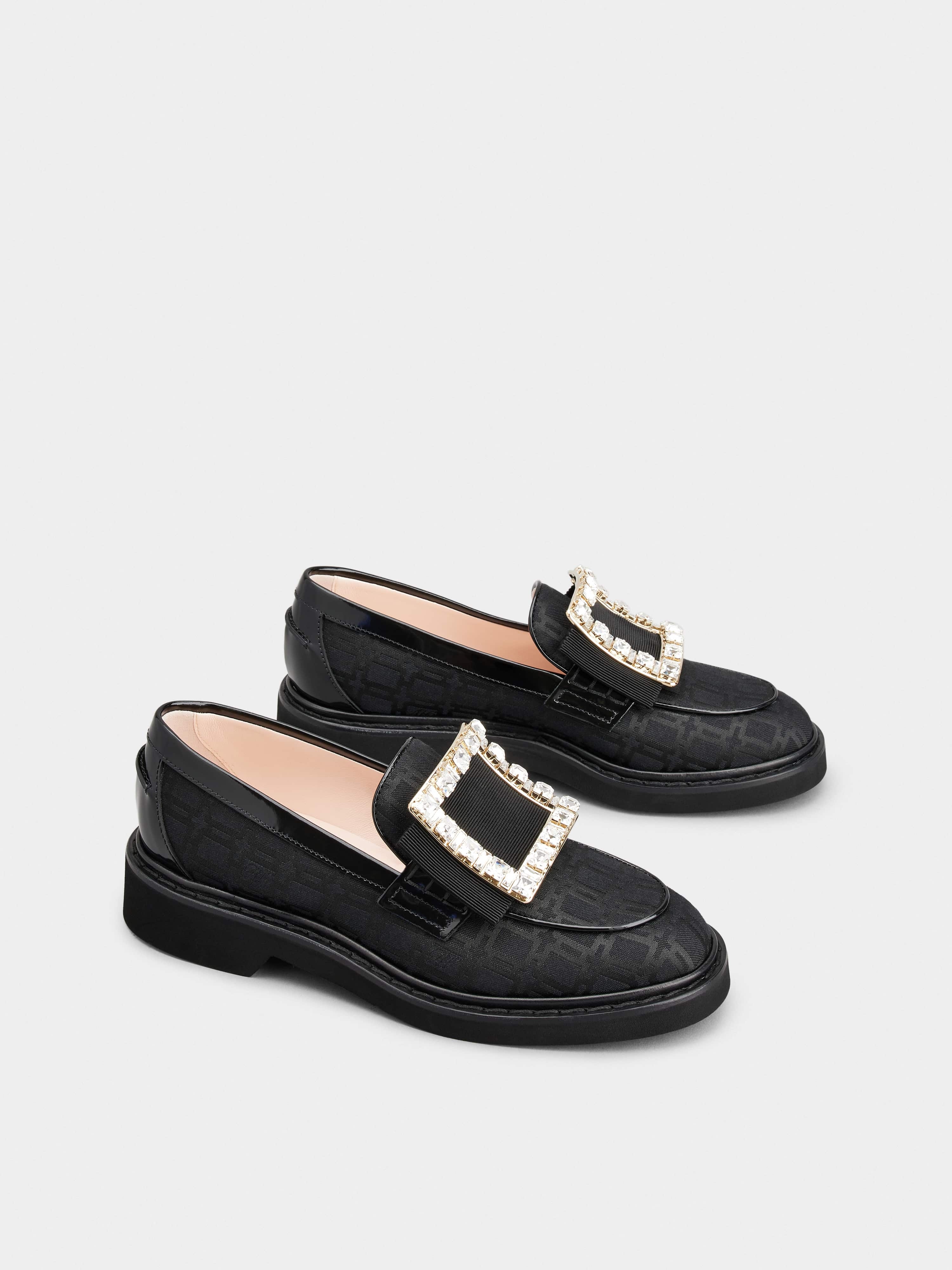 Viv' Rangers Rhinestone Buckle Loafers in Fabric - 2