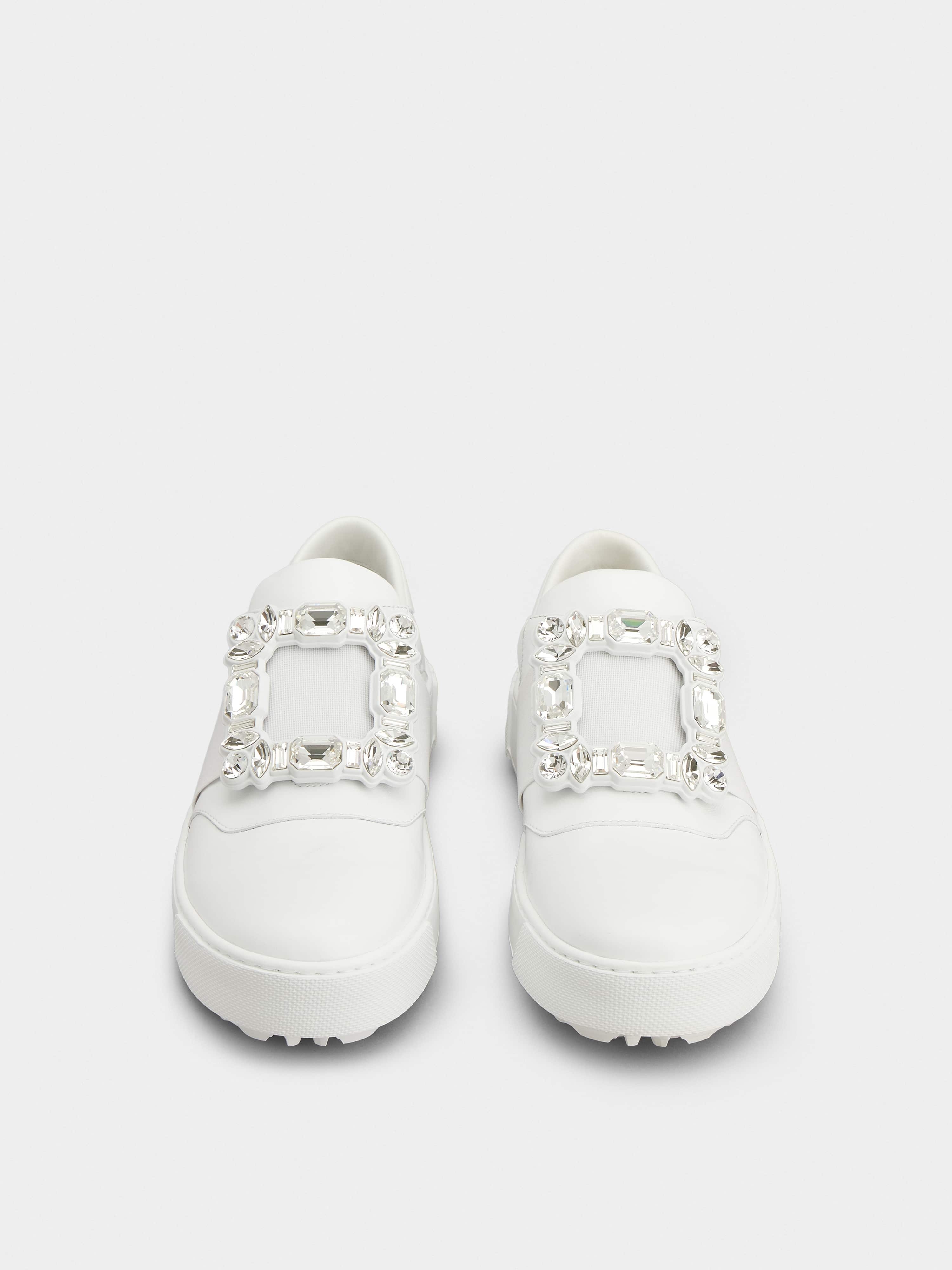 Very Vivier Strass Buckle Sneakers in Leather - 7