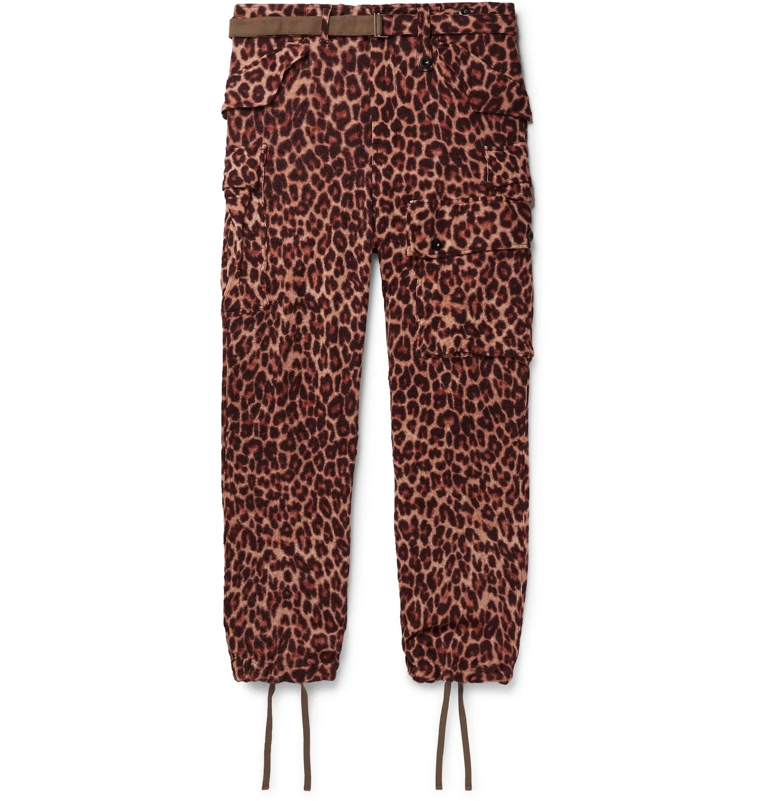 Belted Leopard-Print Wool Trousers - 1