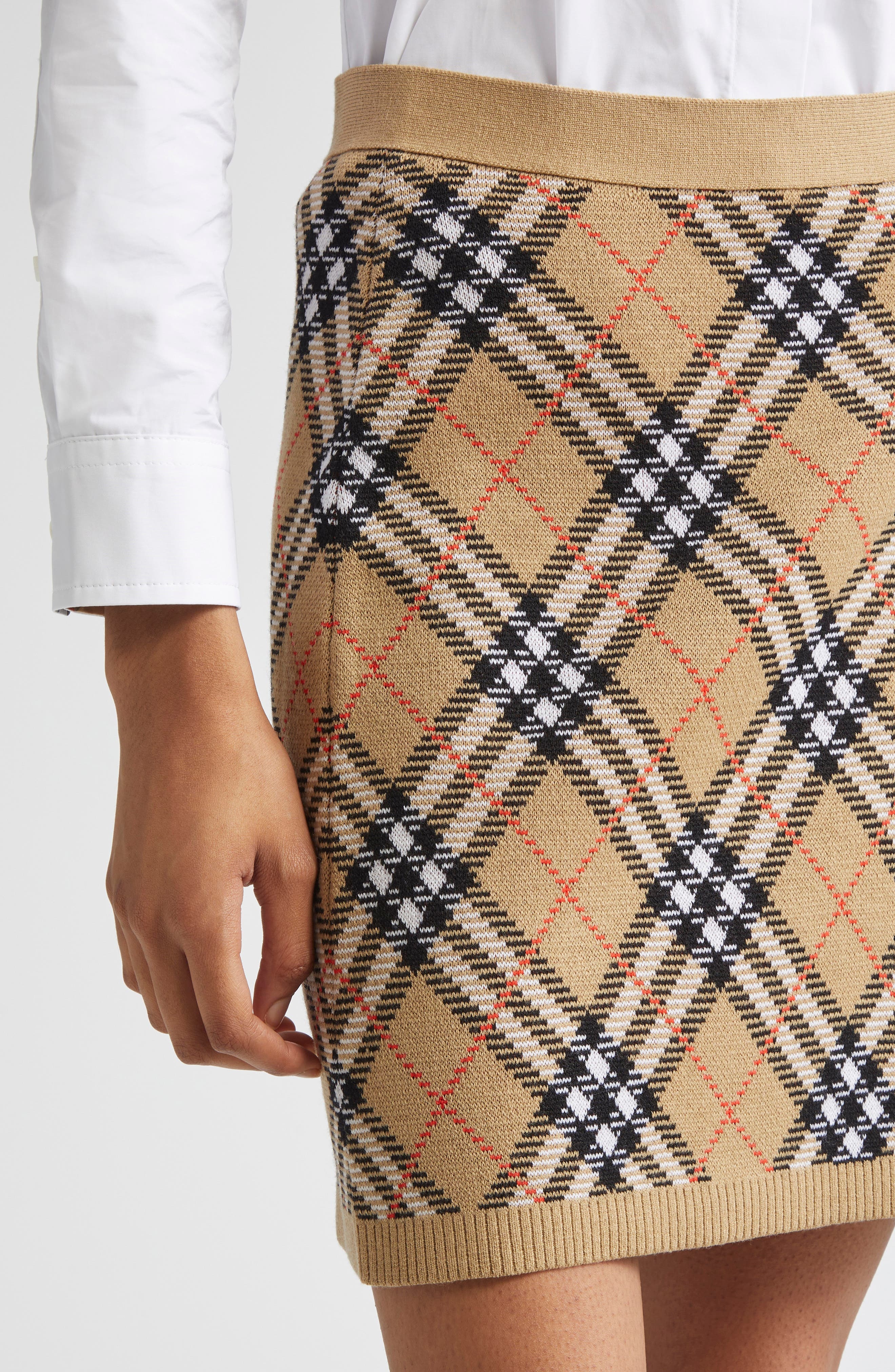 burberry Check Wool Blend Sweater Skirt in Sand Ip Check at Nordstrom - 5