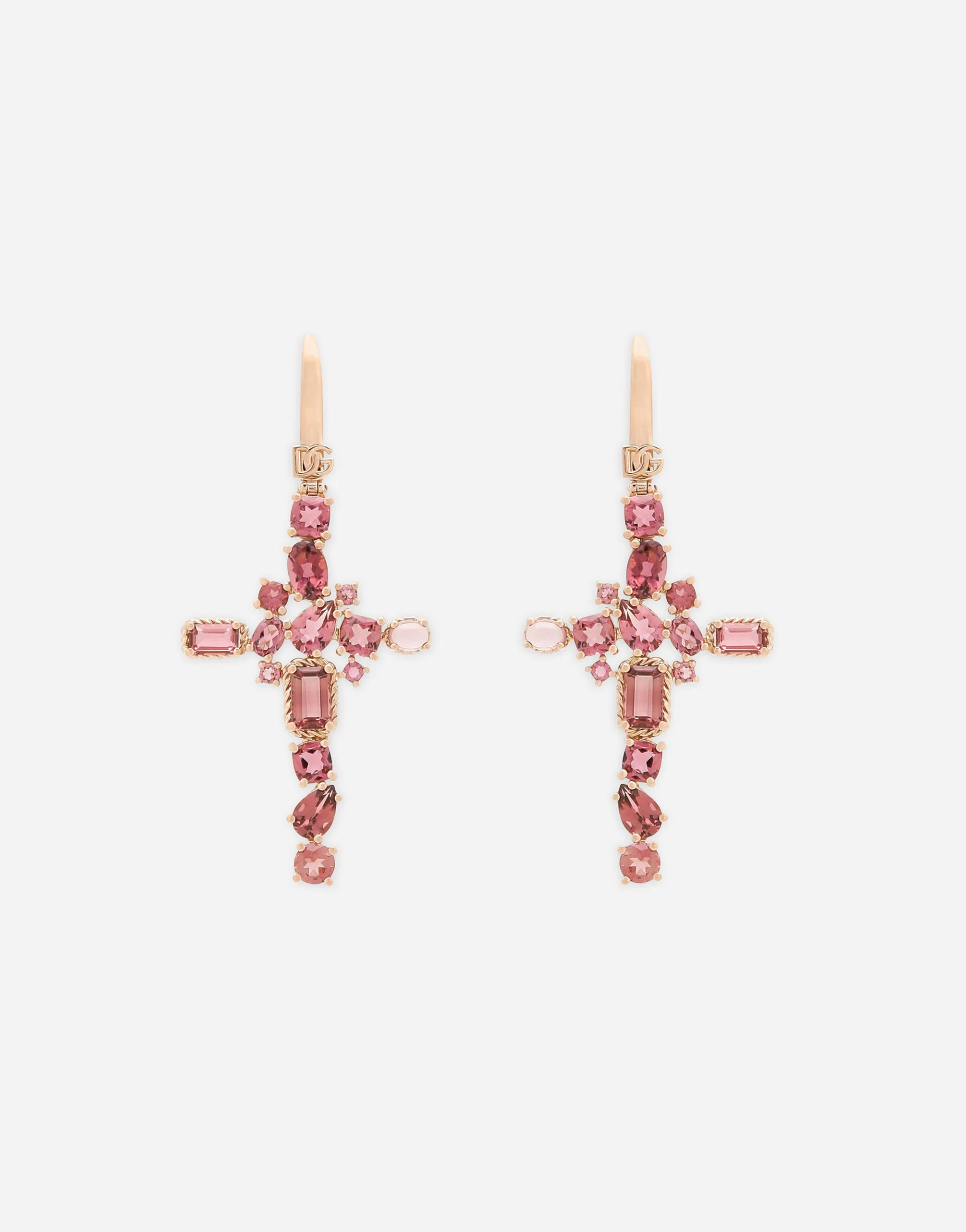 Anna earrings in red gold 18kt with pink tourmalines - 1
