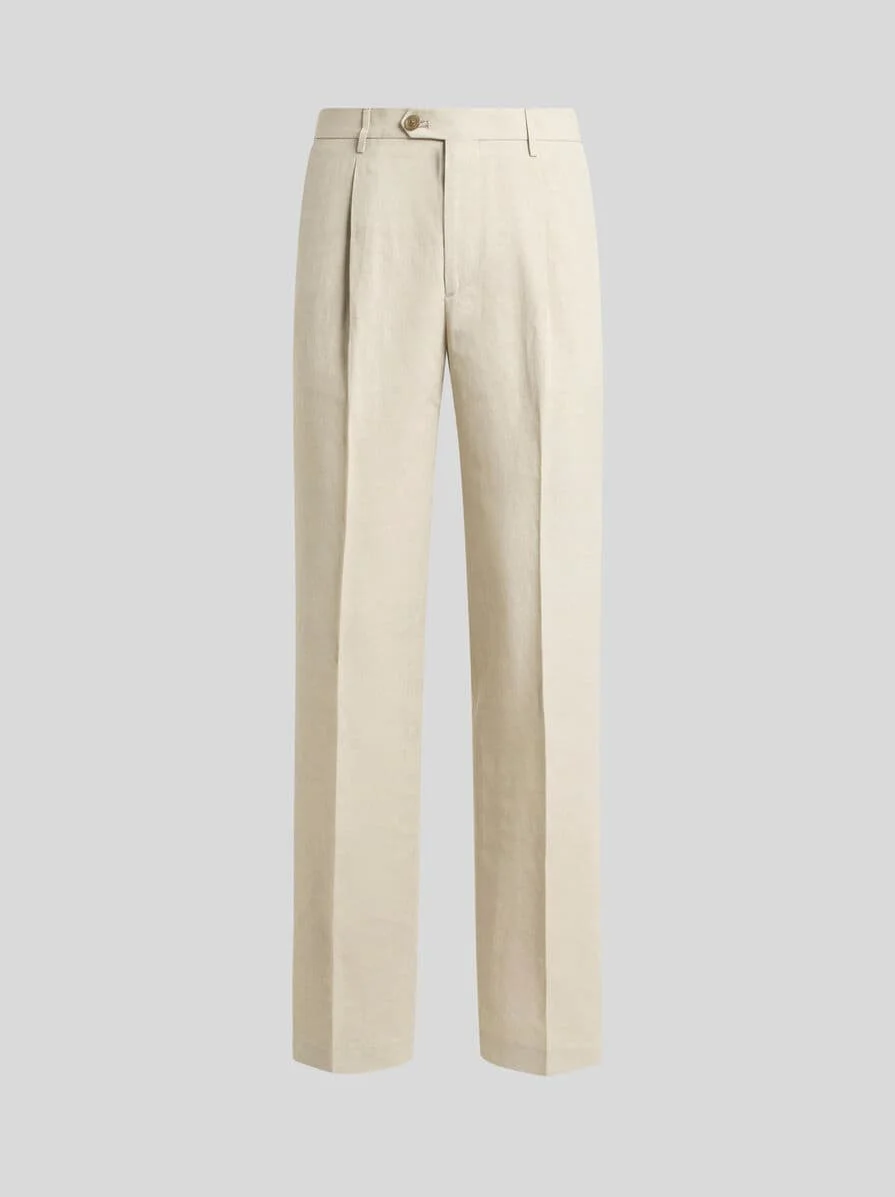 REGULAR-FIT SILK-BLEND TROUSERS WITH PLEAT DETAIL - 1
