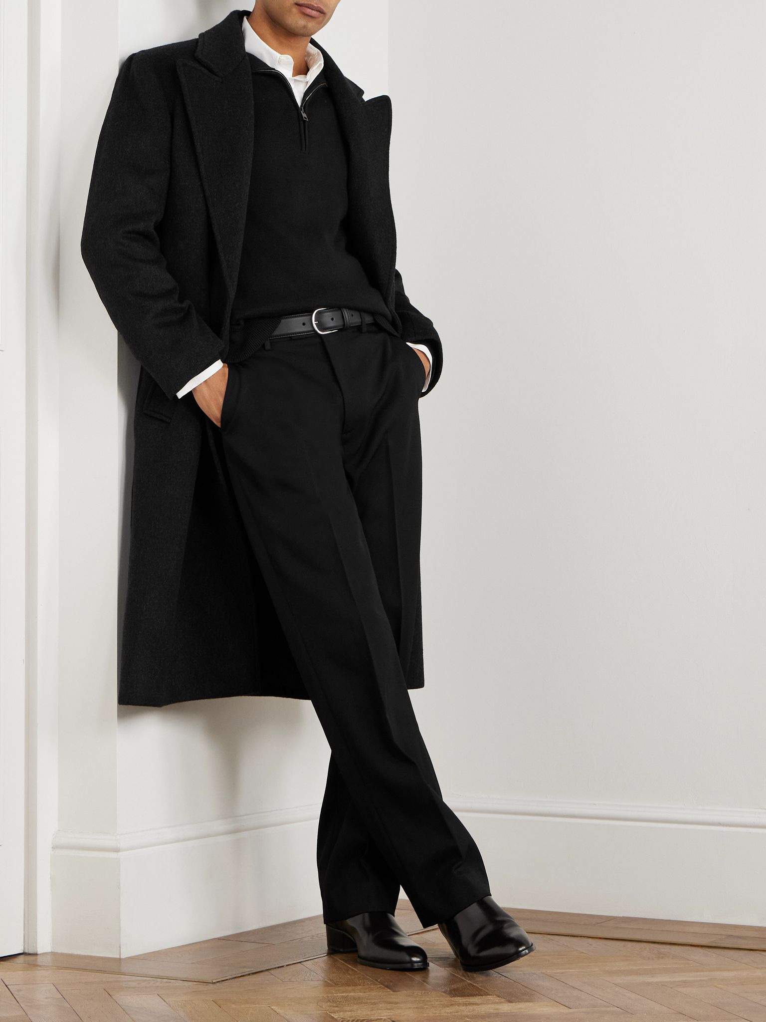 Fritz Straight-Leg Wool-Twill Trousers Black - 2