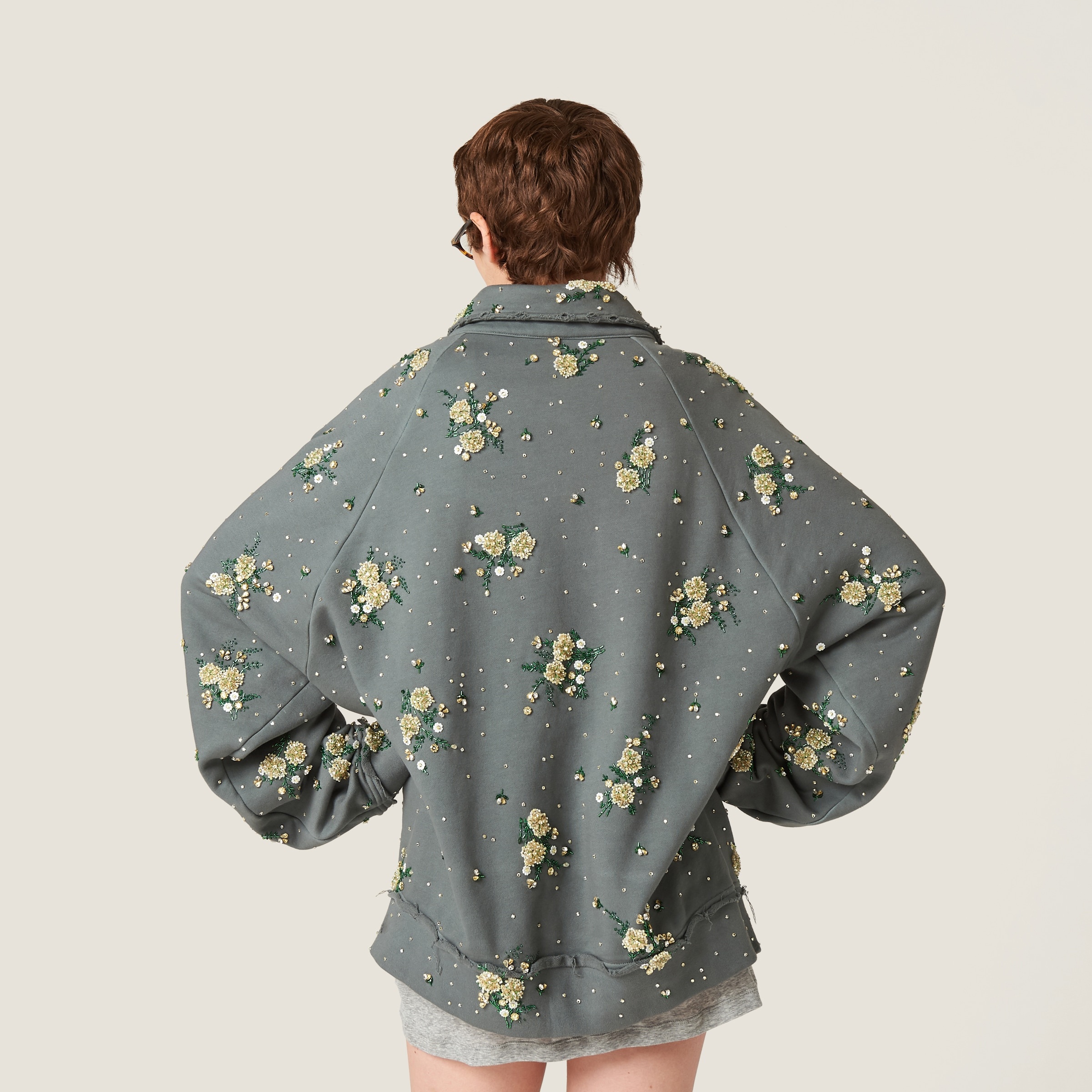 Garment-dyed cotton fleece sweatshirt with embroidered logo - 3
