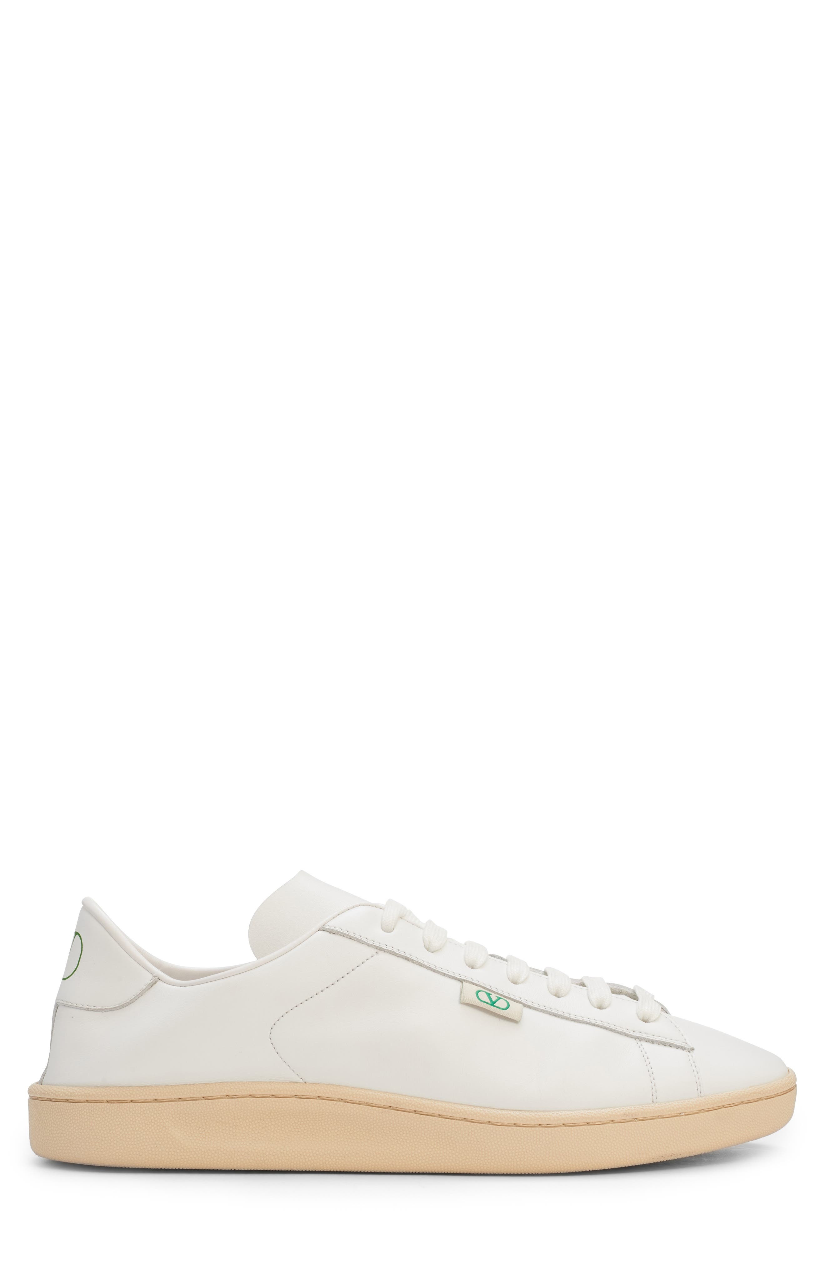 Valentino Garavani Calfskin Leather Sneaker in Bianco/Green Briar/Bianco at Nordstrom - 3