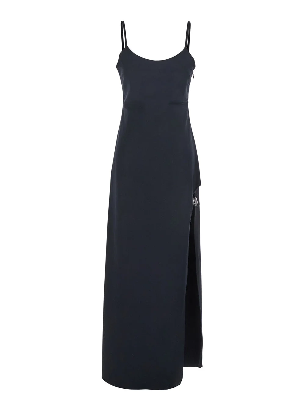 Coperni Women Black Long Dress With Thin Straps And Side Logo Plaque In Fabric Woman - 1
