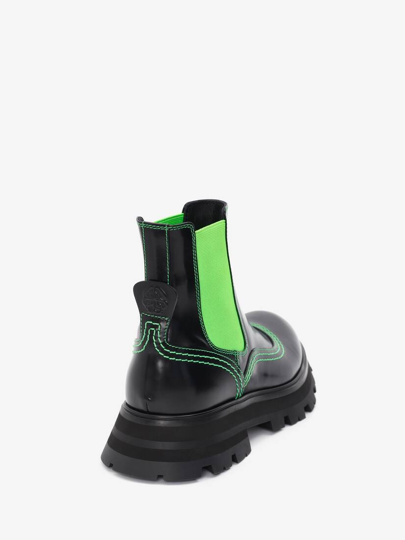 Women's Wander Chelsea Boot in Black/acid Green - 3