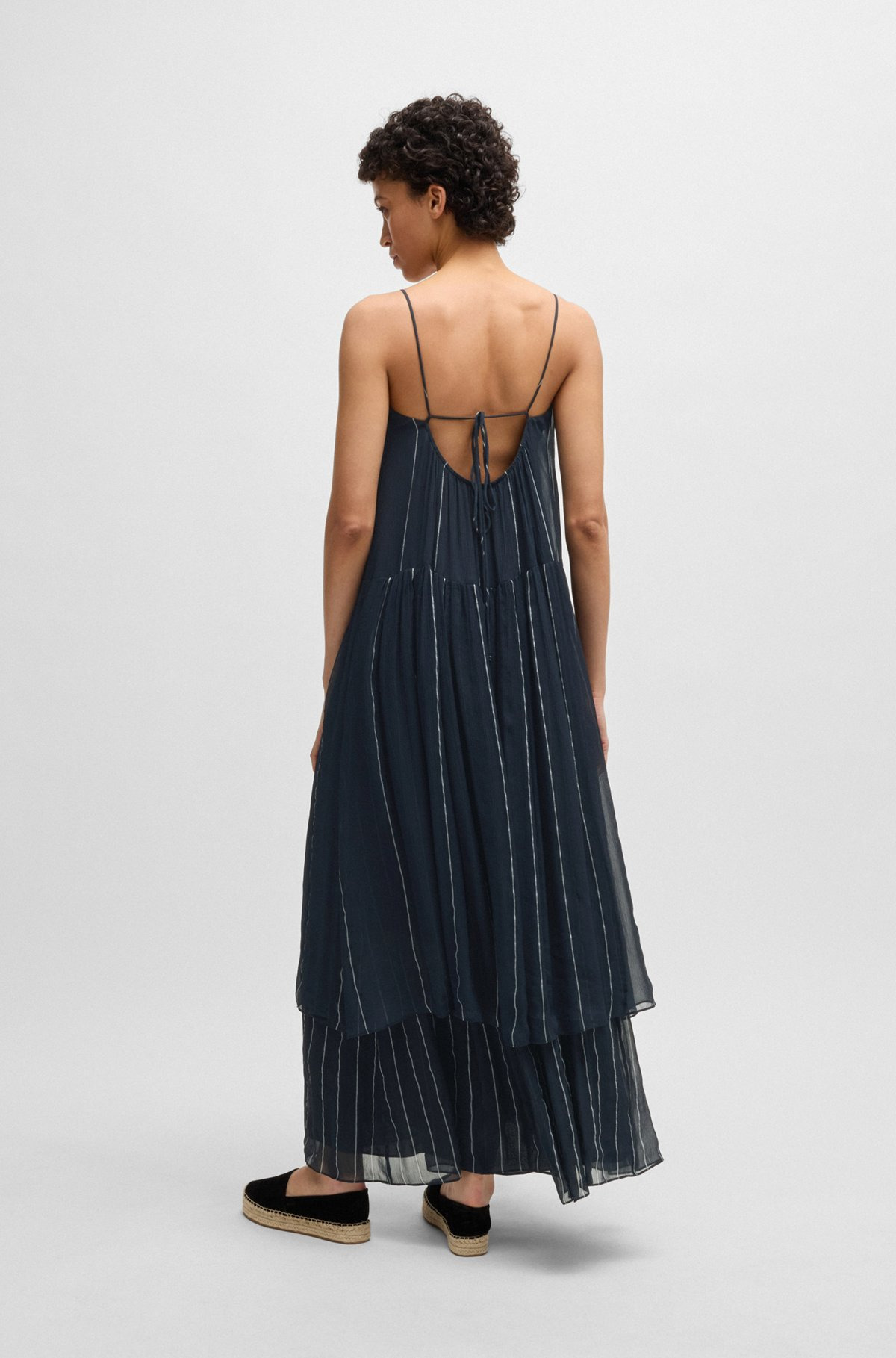 TIERED STRIPED DRESS WITH SILK - 4
