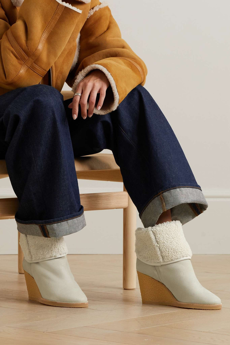 Isabel Marant Totam shearling-lined suede wedge ankle boots outlook