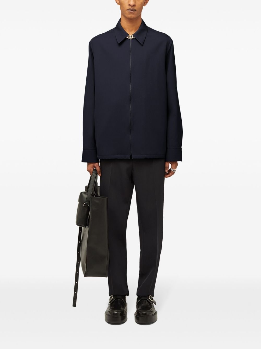 zip-up wool shirt - 2
