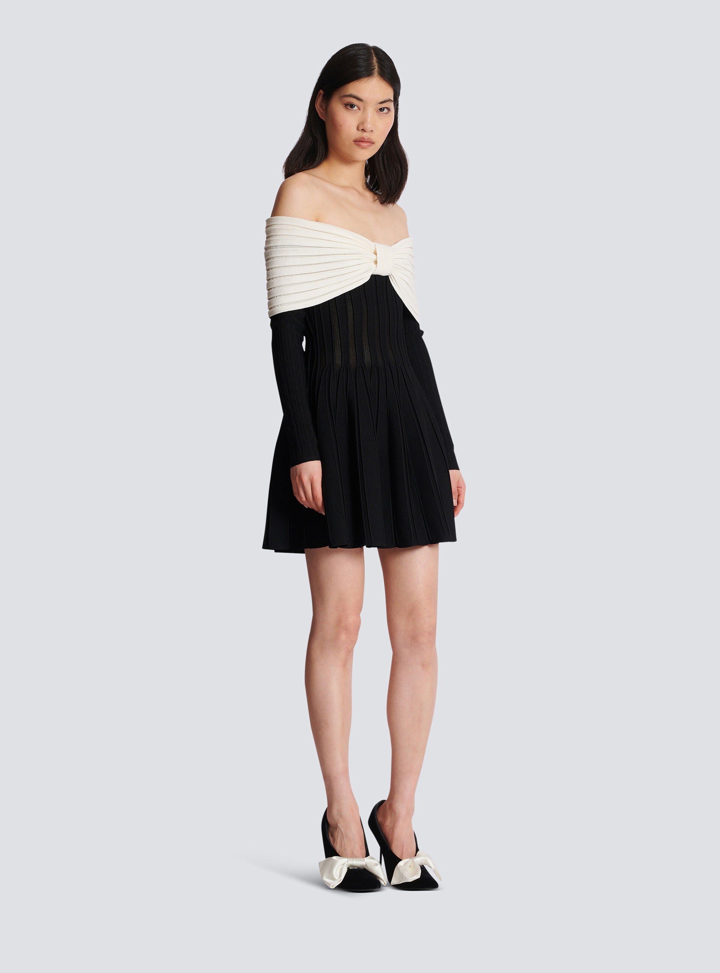 Off-the-shoulder skater dress in a textured knit - 3