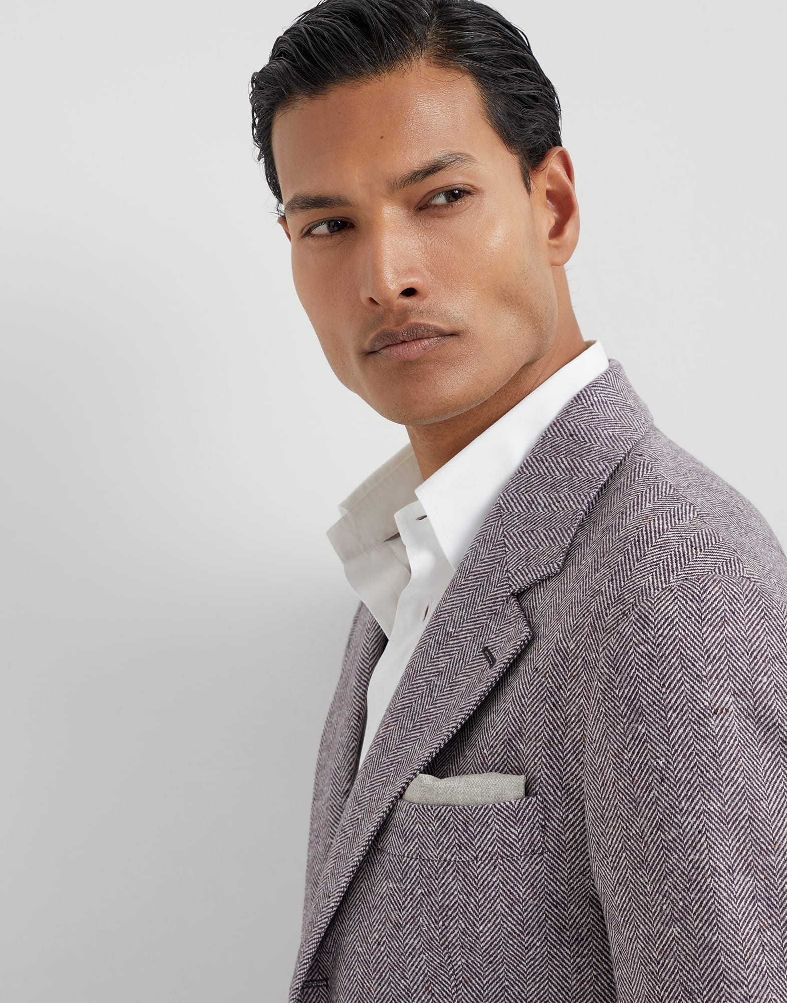 Wool and cashmere flecked chevron deconstructed blazer - 3