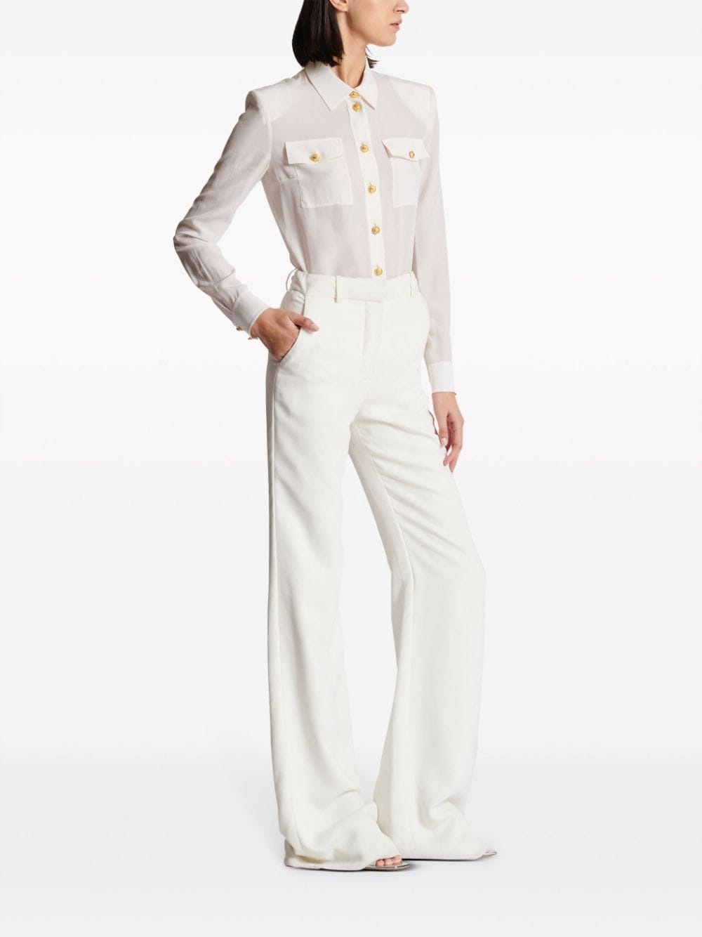 high-waist crepe trousers - 3