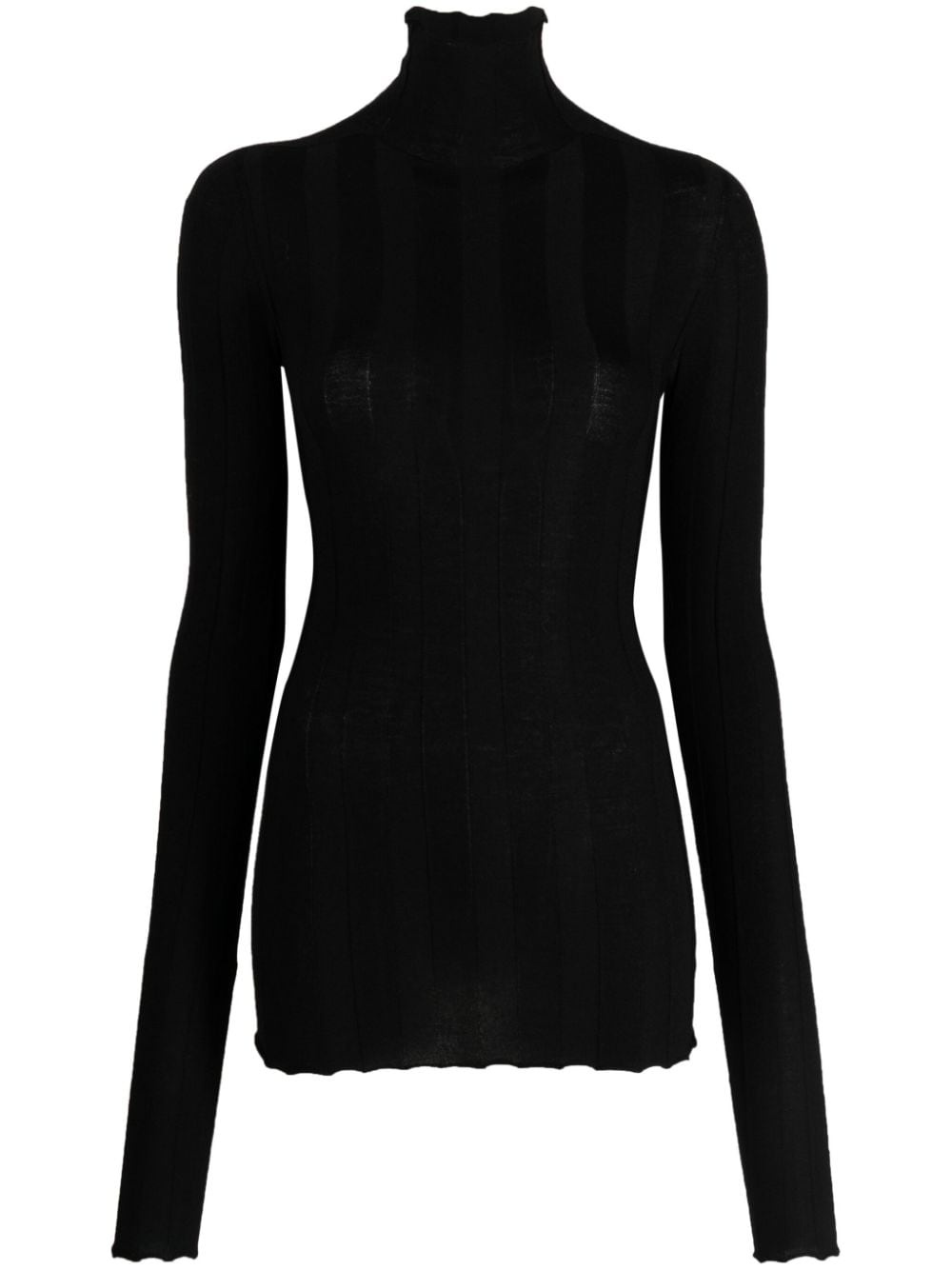 high-neck wide-ribbed top - 1