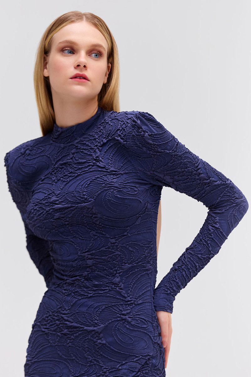 Chain Embellished Jacquard Midi Dress 3