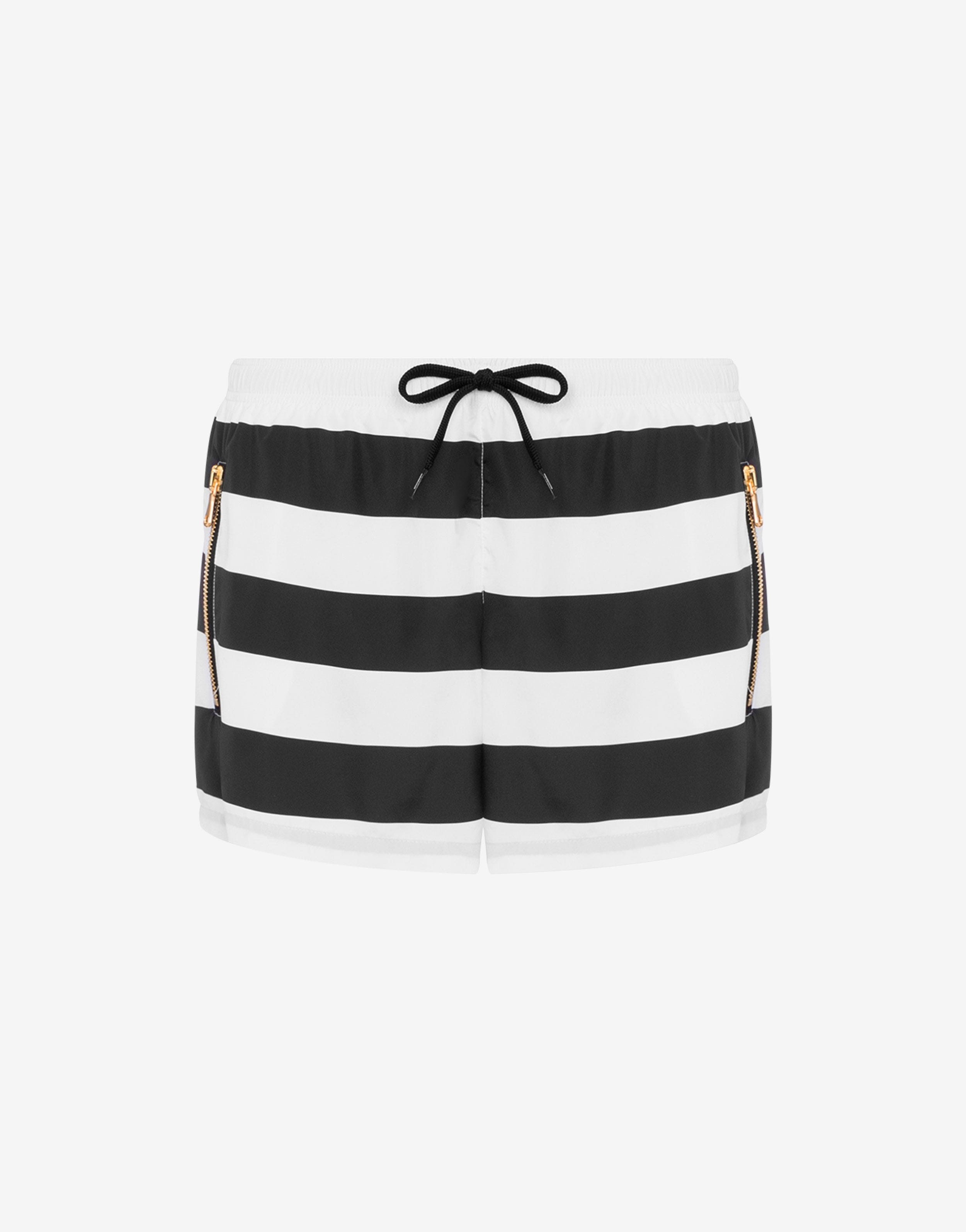 BLACK & WHITE STRIPES SWIM TRUNKS - 1