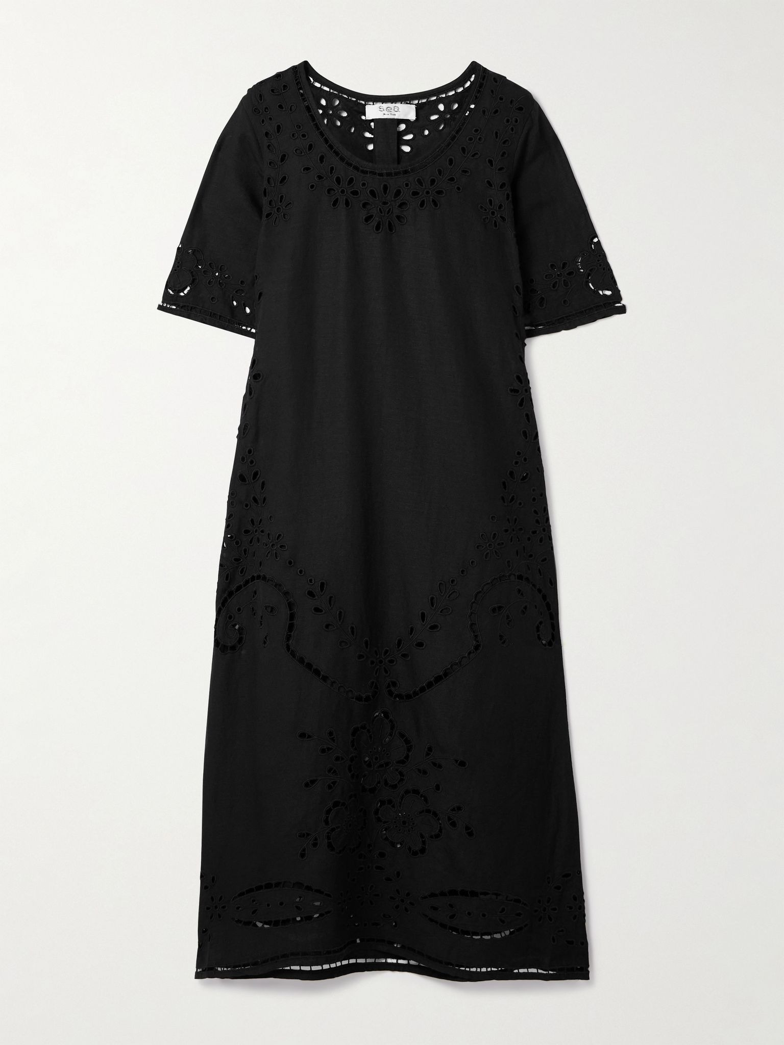 Lula broderie anglaise voile midi dress Black - 1