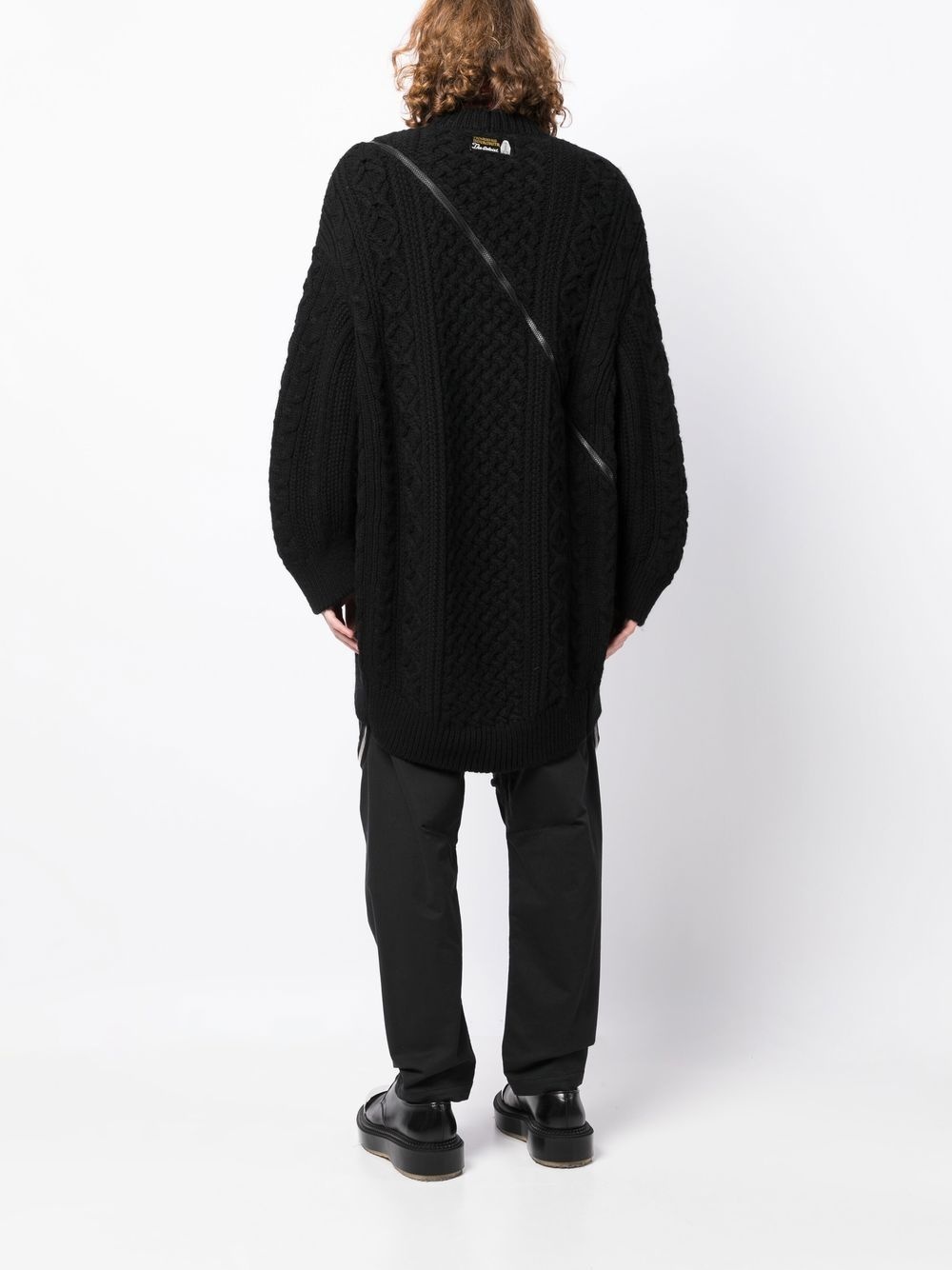 zip-detail Aran-knit cardigan - 4