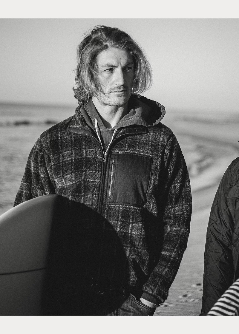 Plaid Wool-Blend Pile Fleece Jacket 7