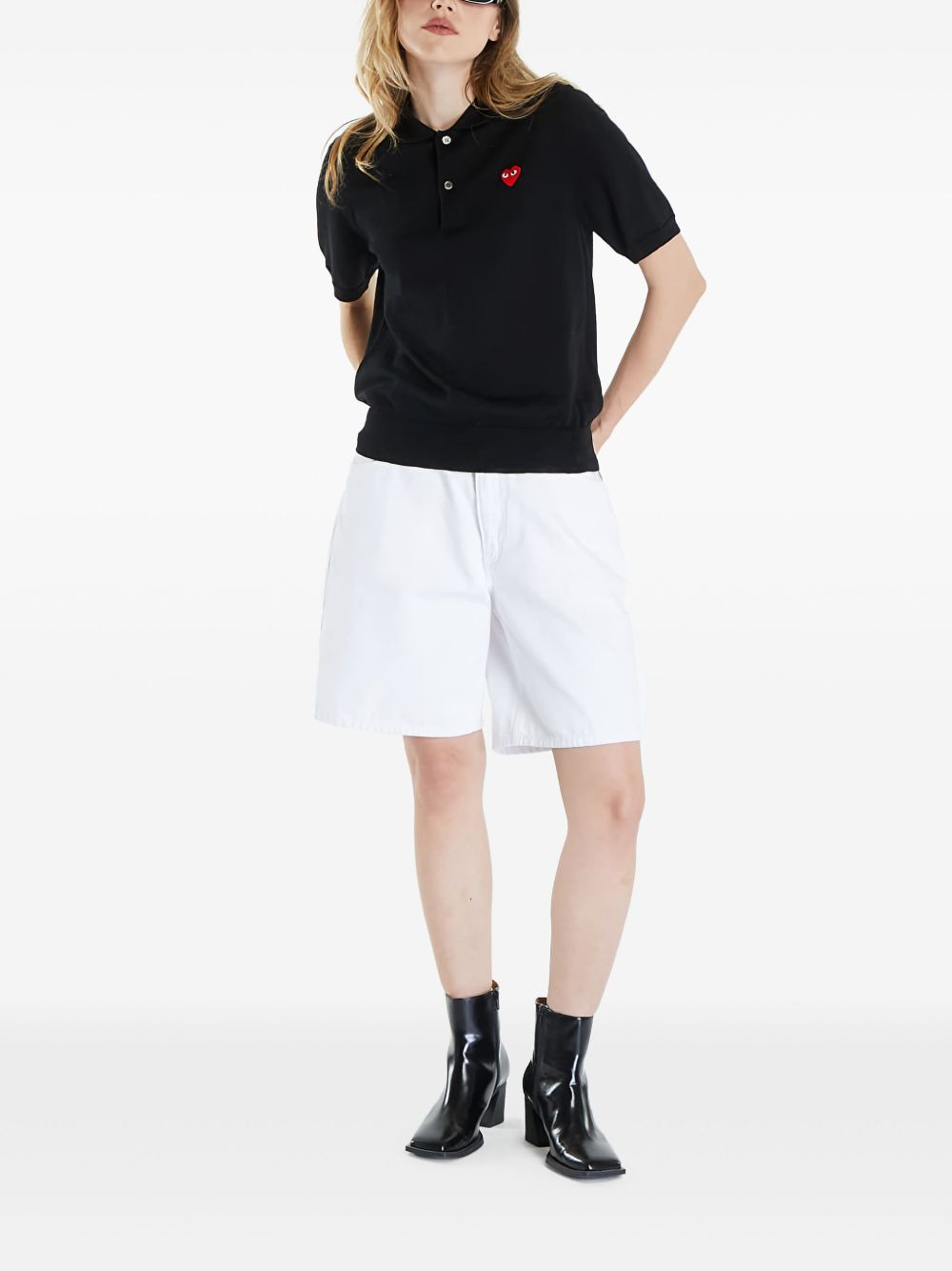 heart-patch wool polo shirt - 2