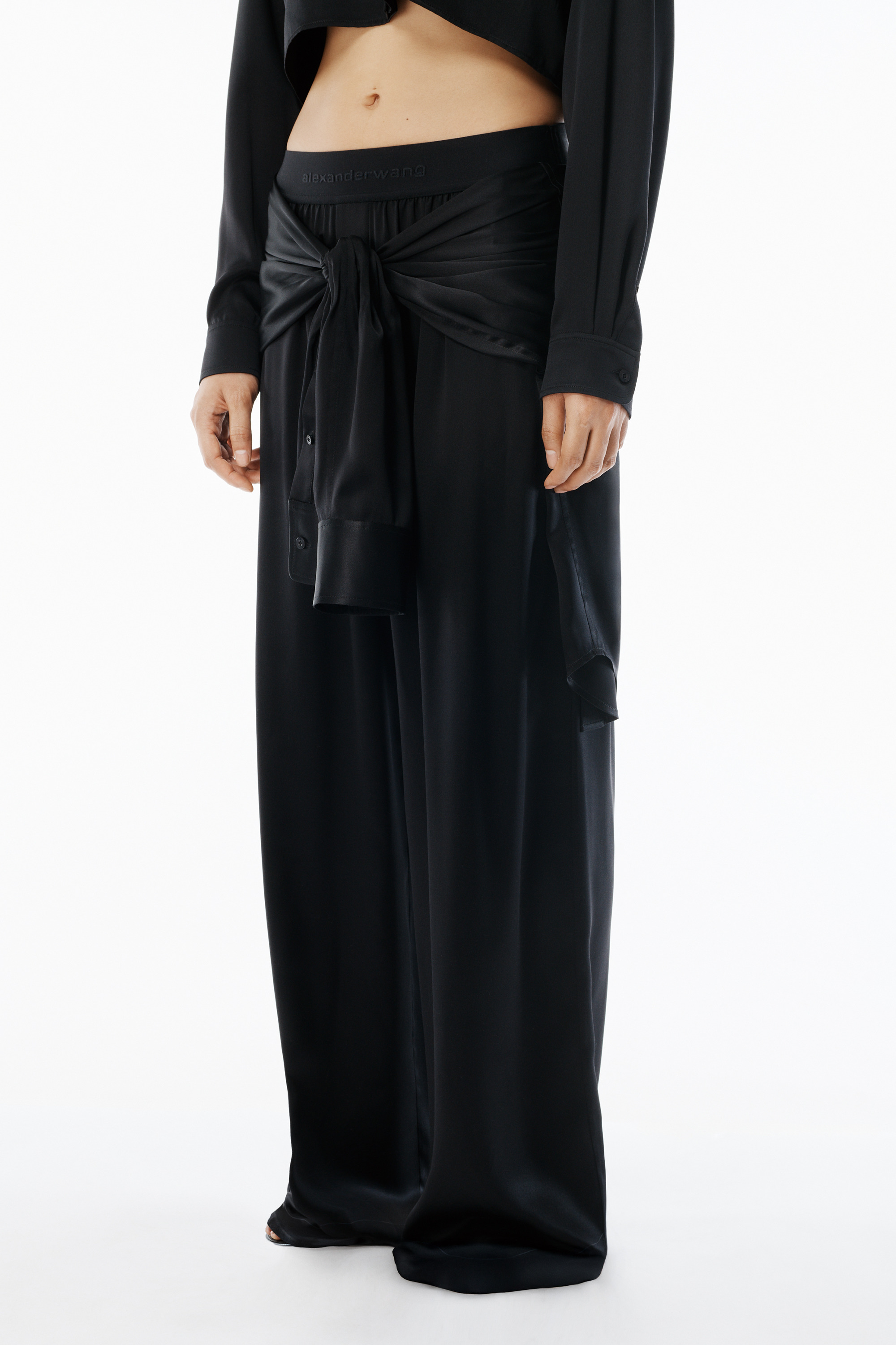 Black Silk Charmeuse Pre-Styled Boxer Pant - 3