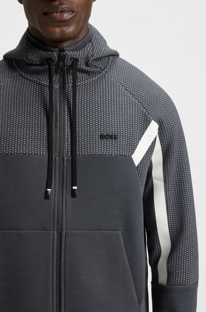REGULAR-FIT ZIP-UP HOODIE IN QUILTED JACQUARD 3