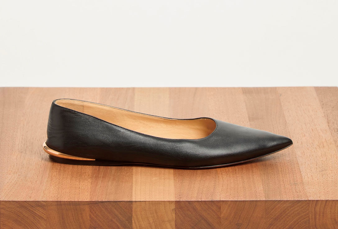 Fleur Ballerina Flat Shoe in Black Nappa Leather - 5