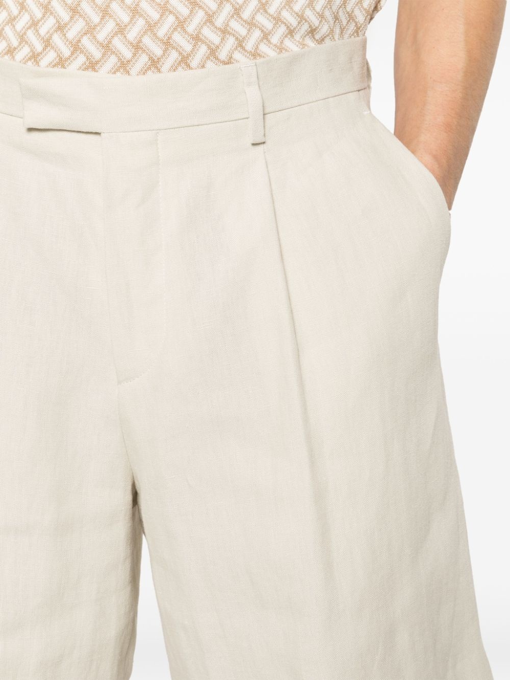 mid-rise linen bermuda shorts - 5