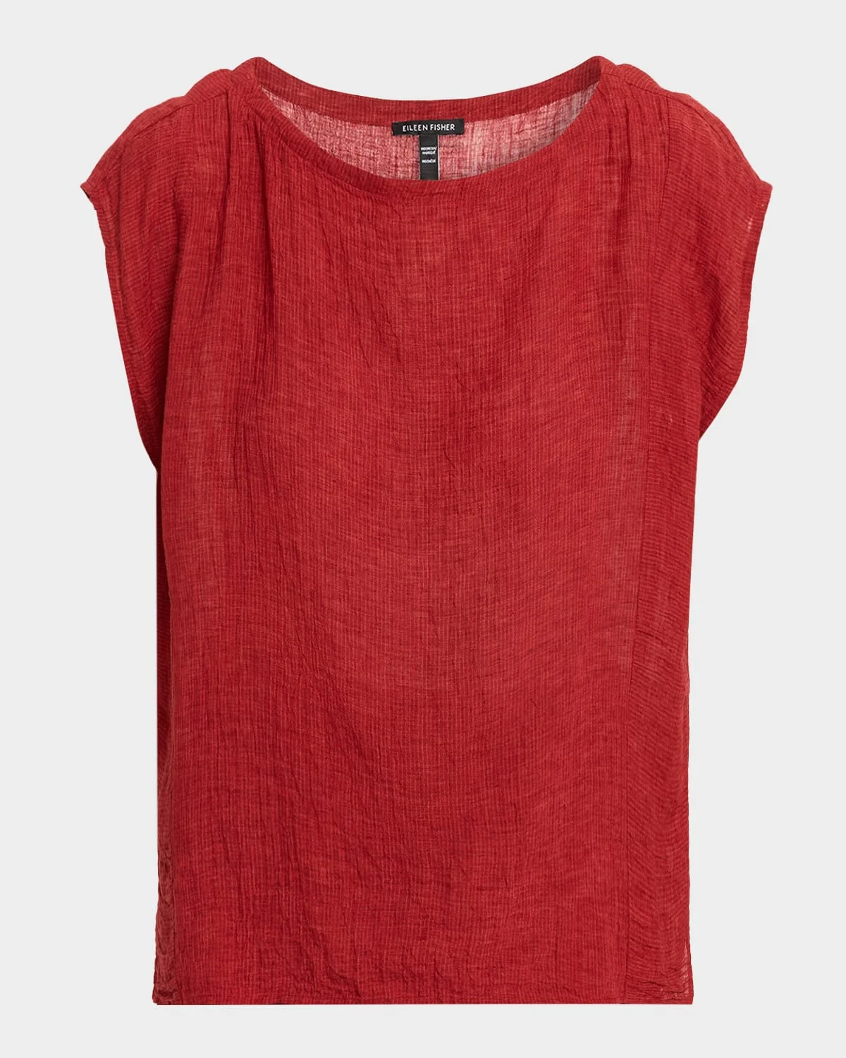 Cap-Sleeve Crinkled Organic Linen Top - 1
