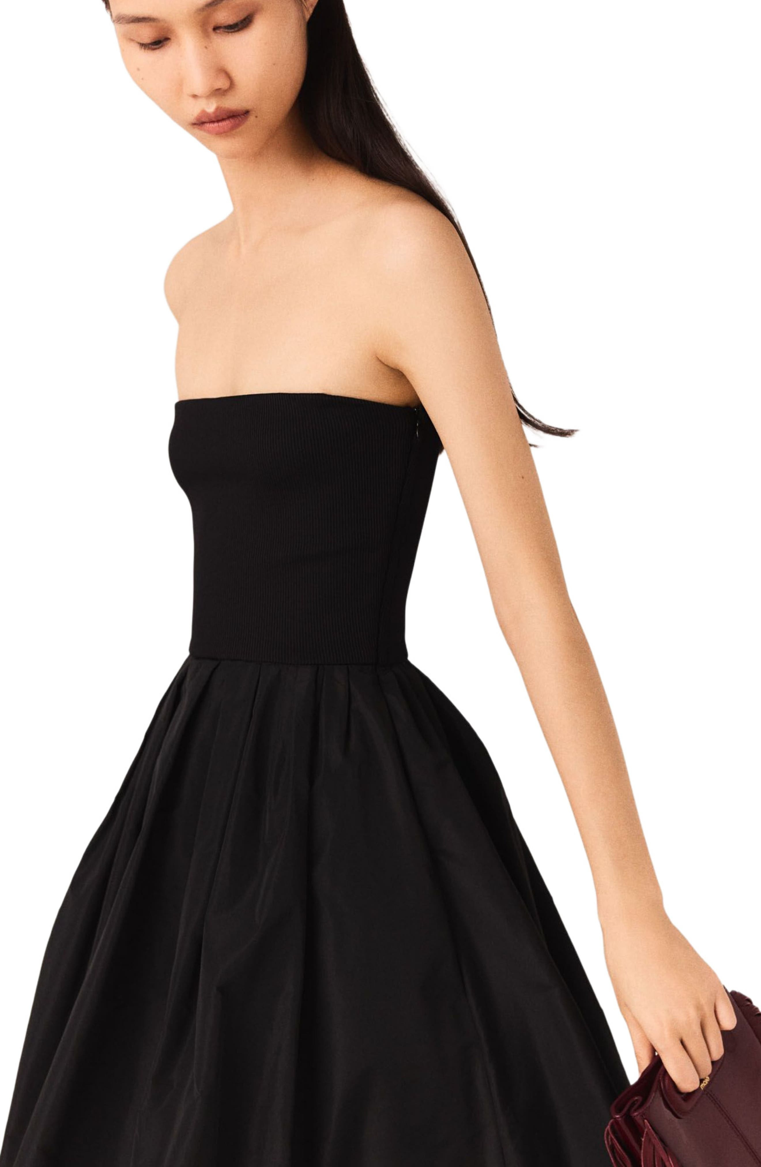 maje Strapless mesh and taffeta dress in Black at Nordstrom - 6