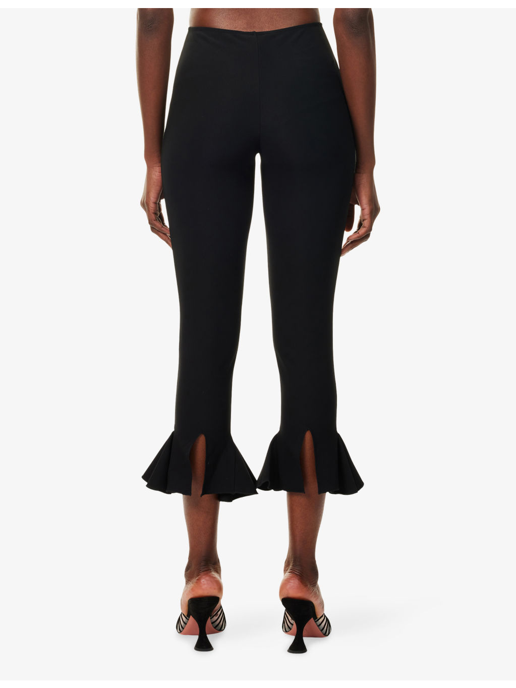 Ruffled-Cuffs Crop-Leg Stretch-Woven Trousers - 4