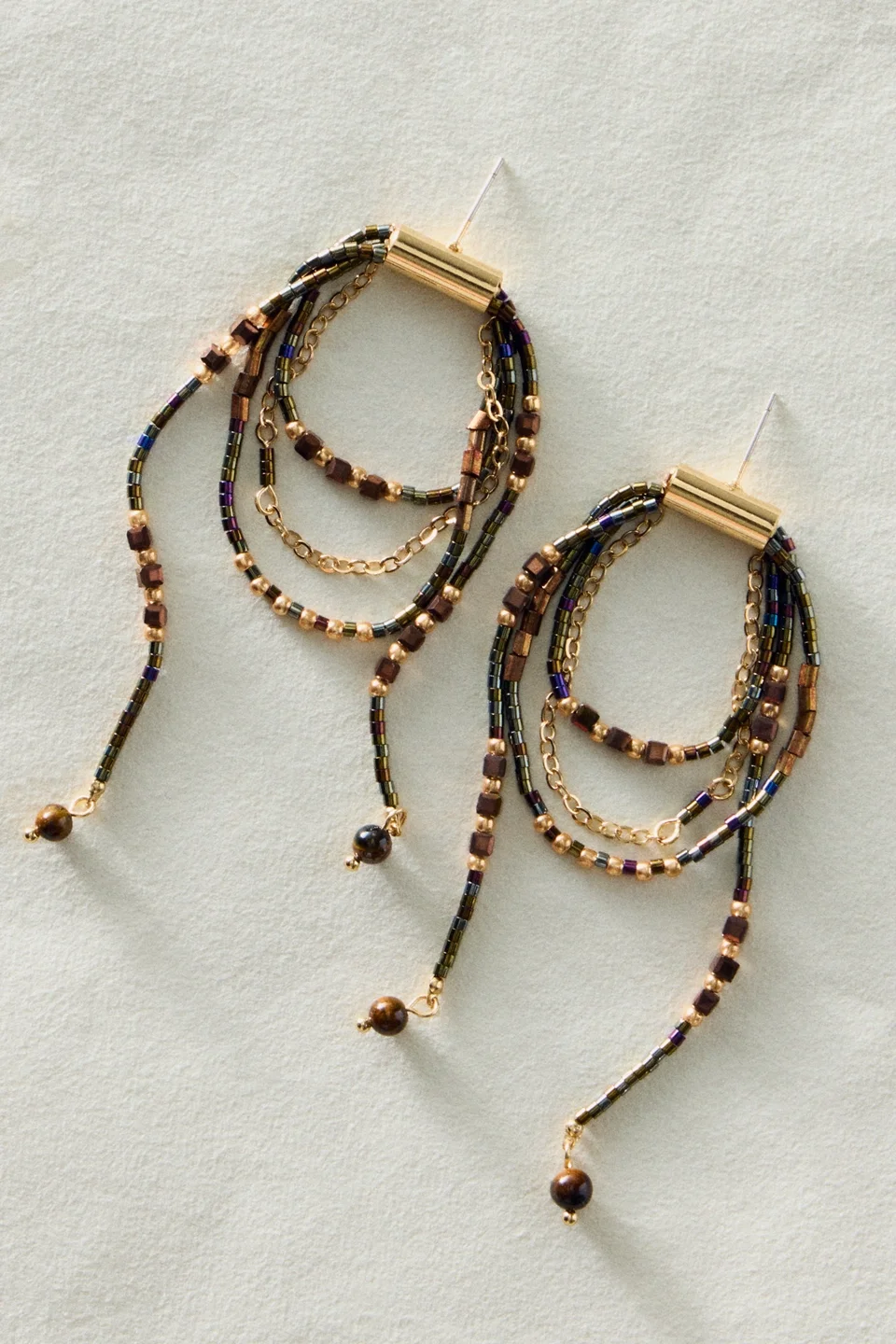 Muse Semi-Precious Stone Beaded Dangle Earrings - 1
