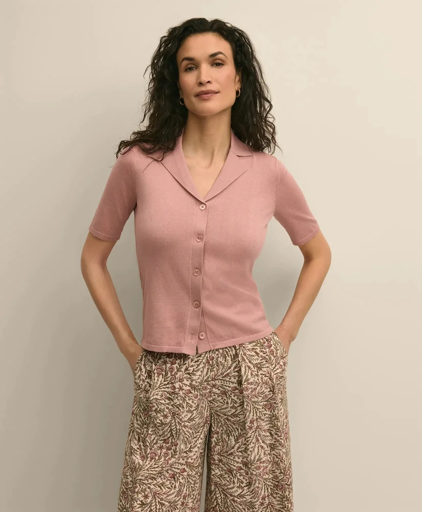 Silk-Cotton Polo Sweater - 1