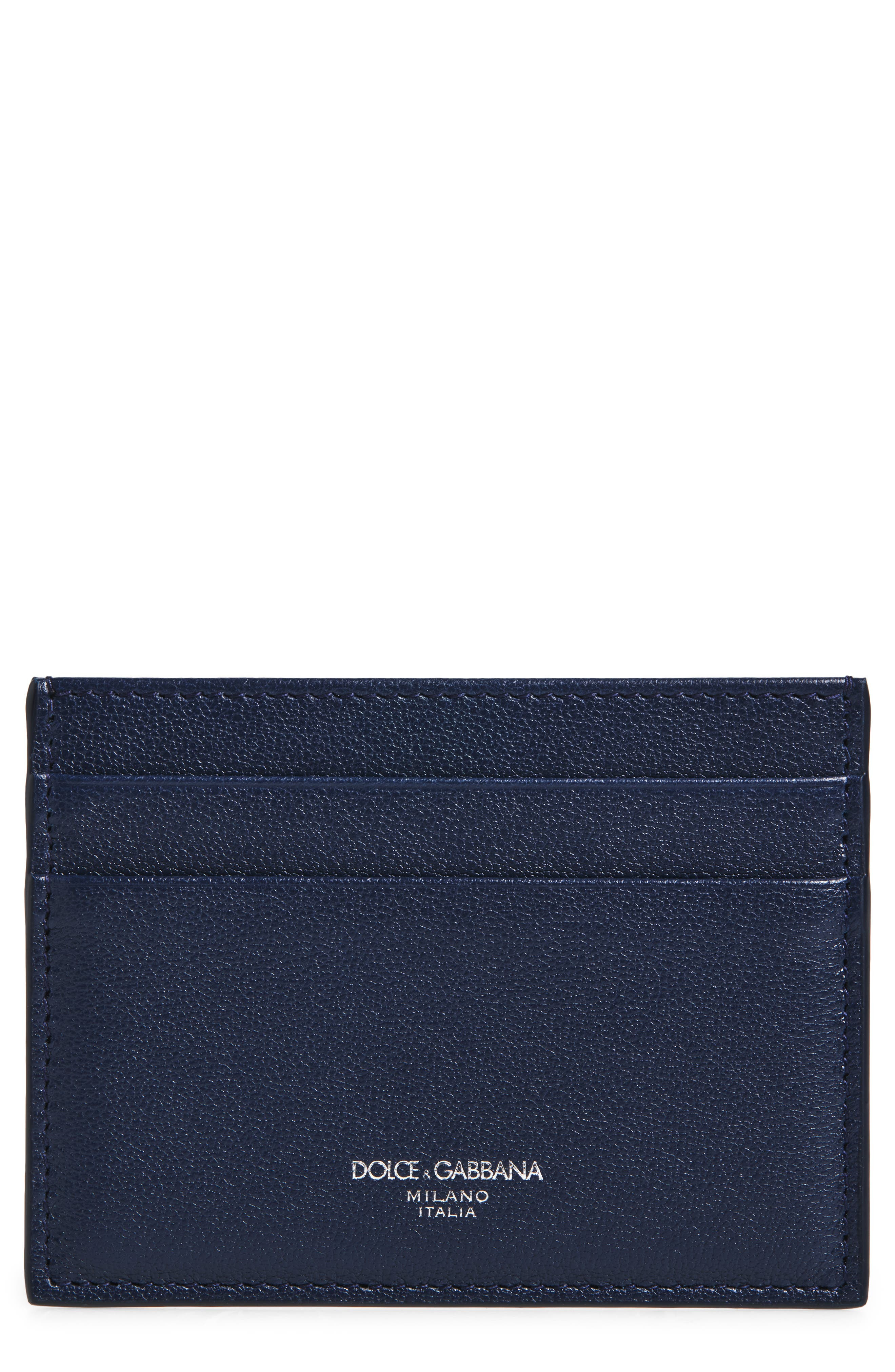 Dolce&Gabbana Leather Card Holder in 80658 Blu Scuro at Nordstrom - 1