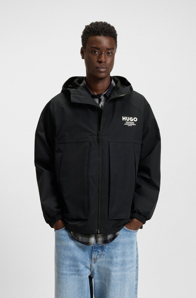 WATER-REPELLENT HOODED JACKET WITH LOGO PRINTS 2