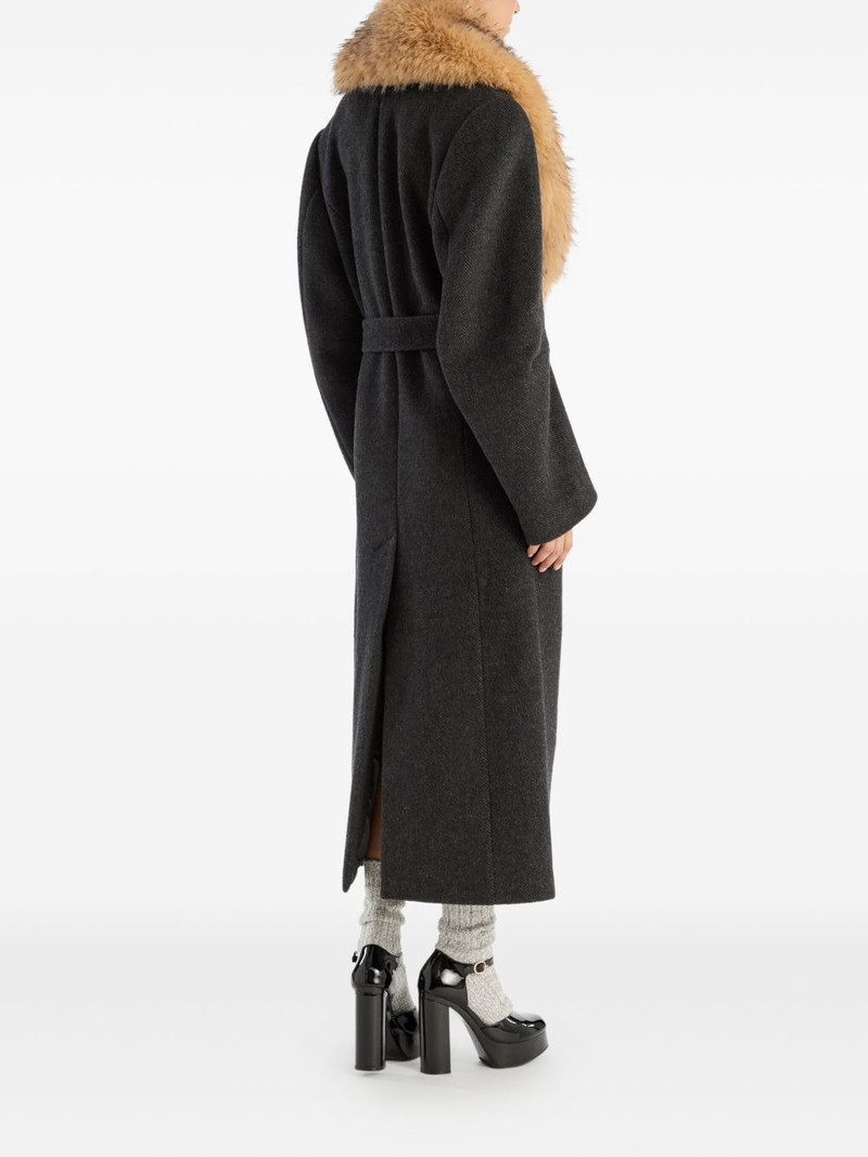 ROTATE single-breasted faux-fur collar coat outlook