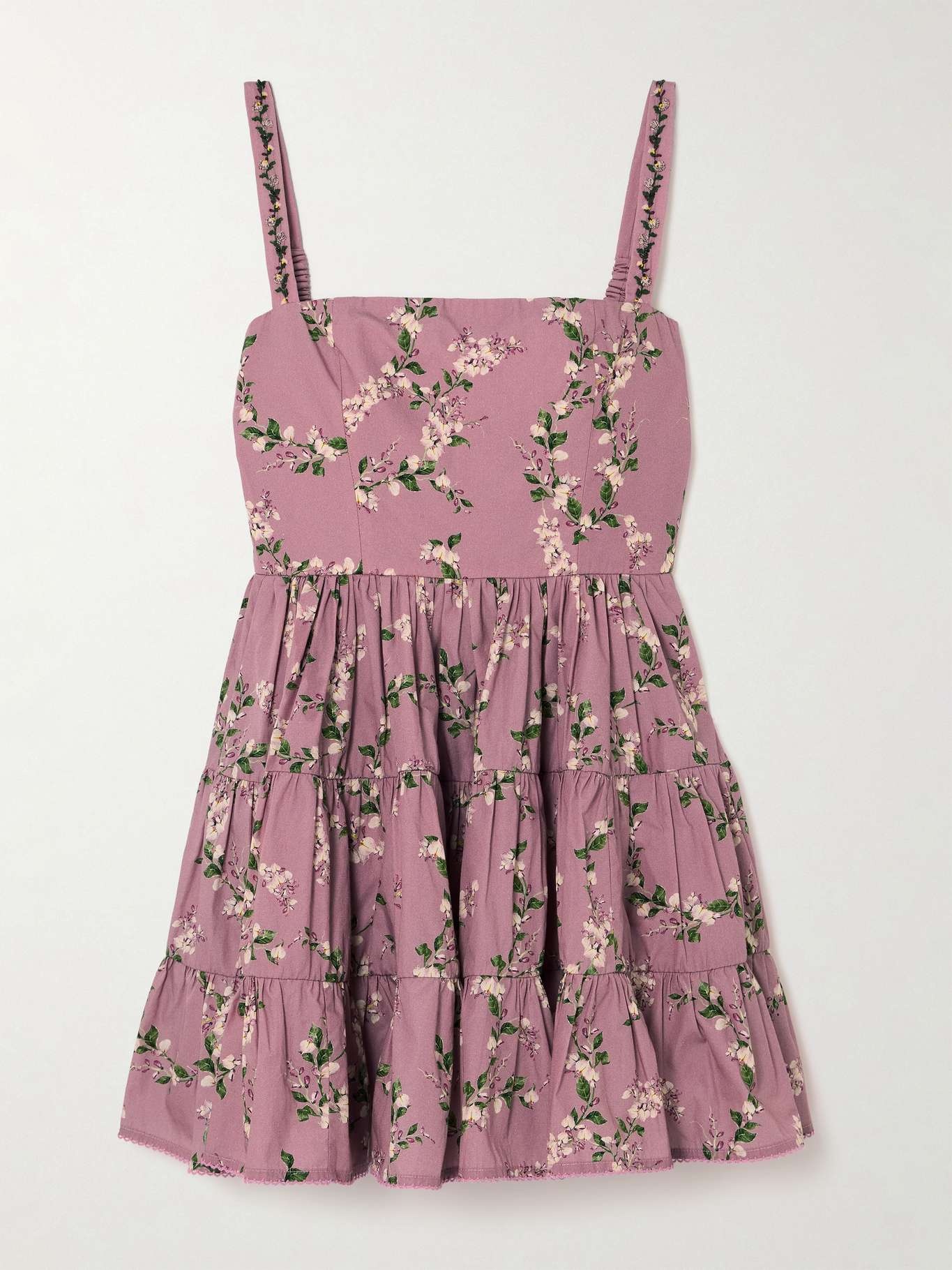 Lima Wisteria tiered floral-print cotton mini dress Pink - 1
