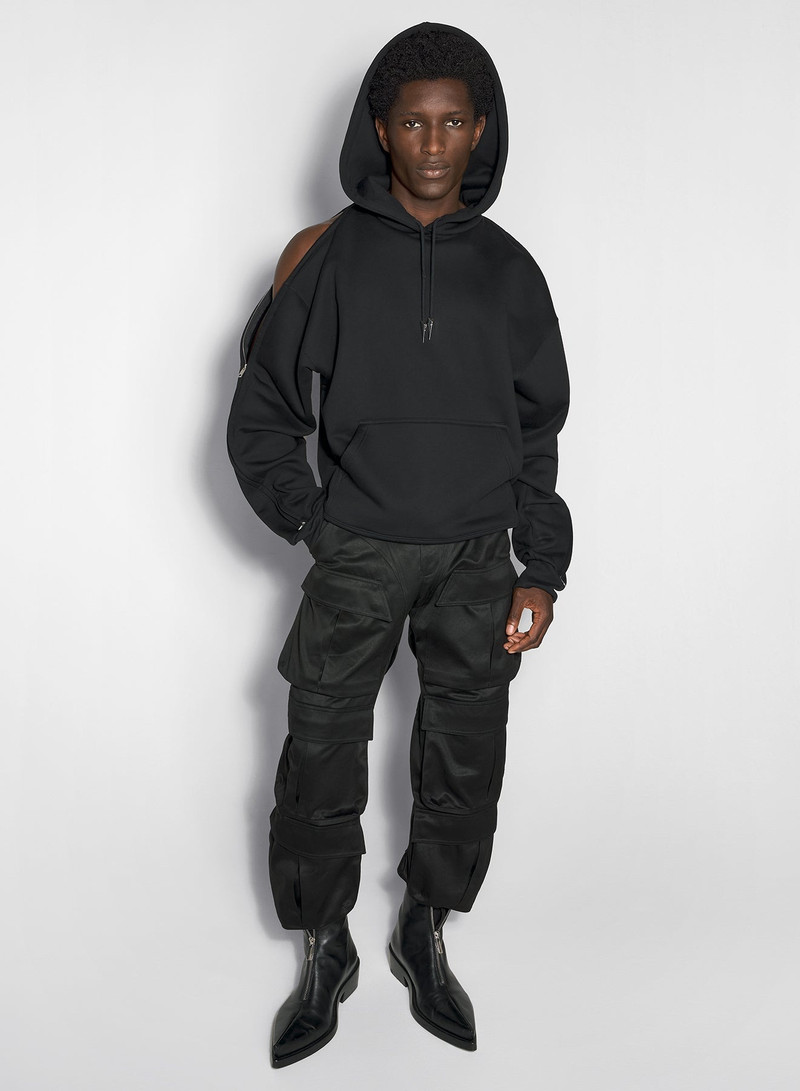 MUGLER black zipped sleeves hoodie outlook