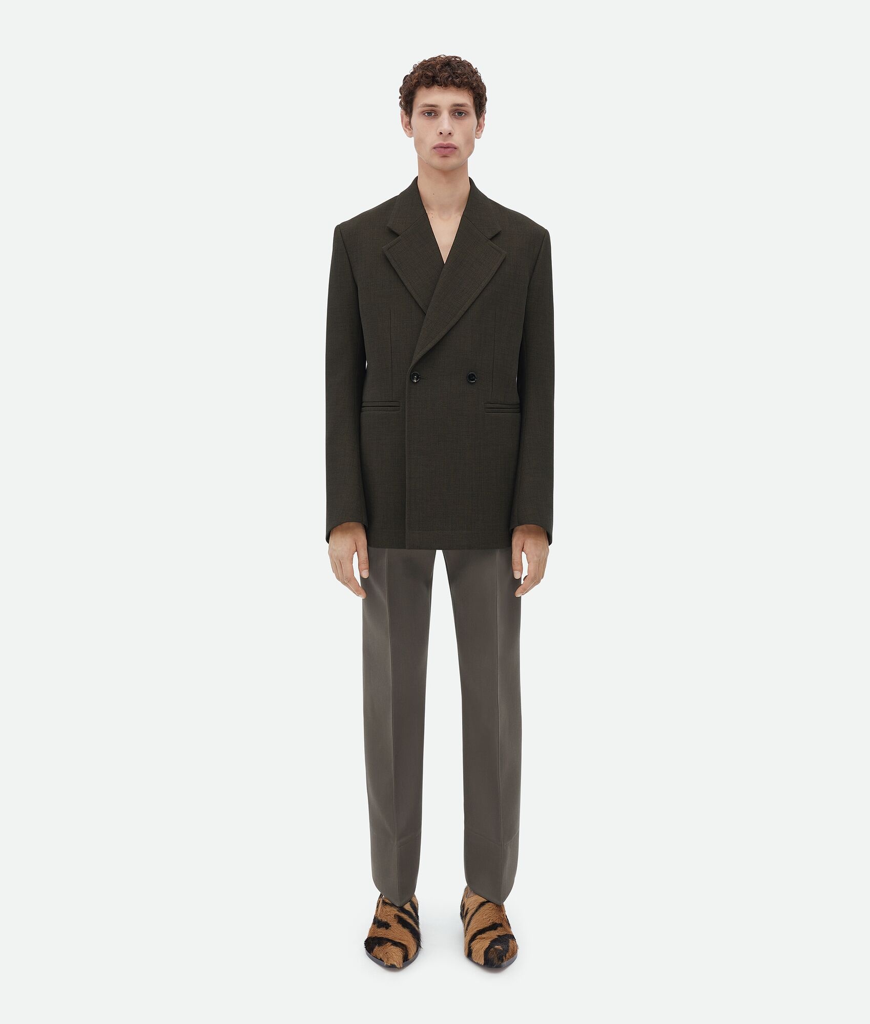 curved sleeves melange wool jacket - 1