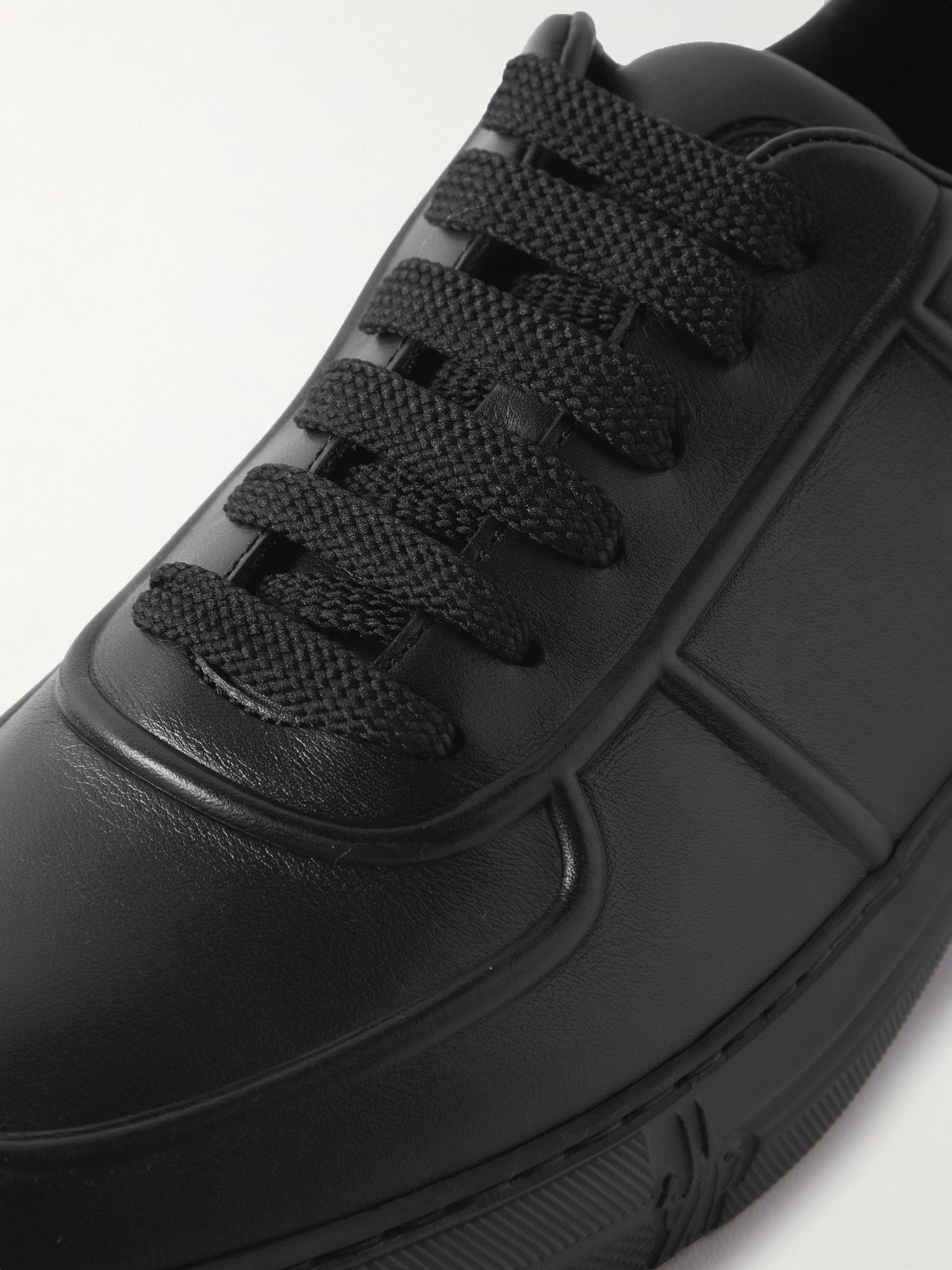 Neue York Logo-Appliquéd Leather Sneakers Black - 6