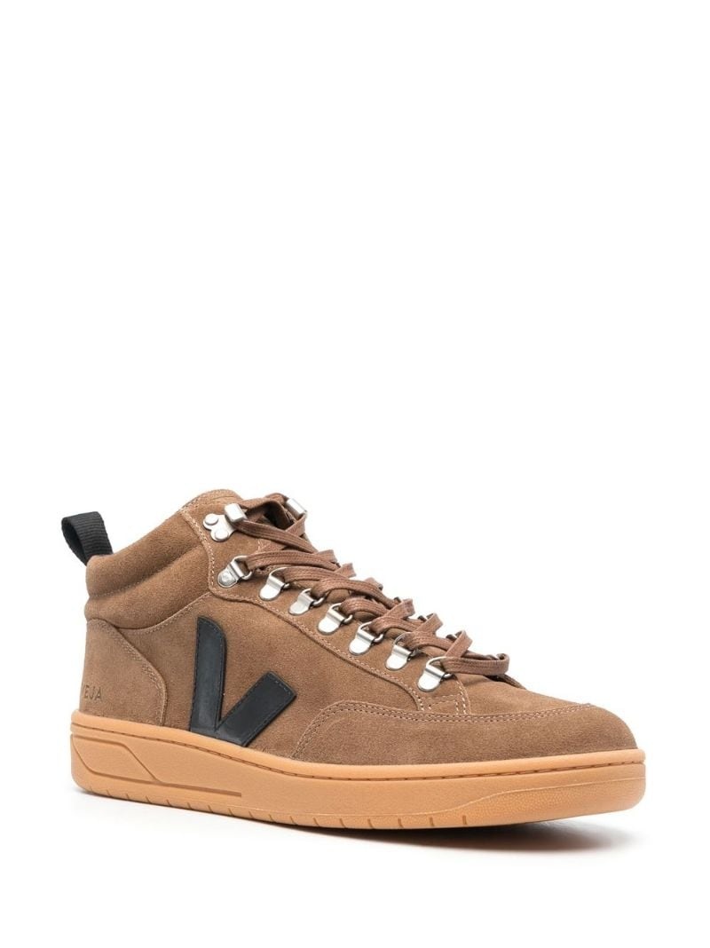 logo-patch leather sneakers - 2