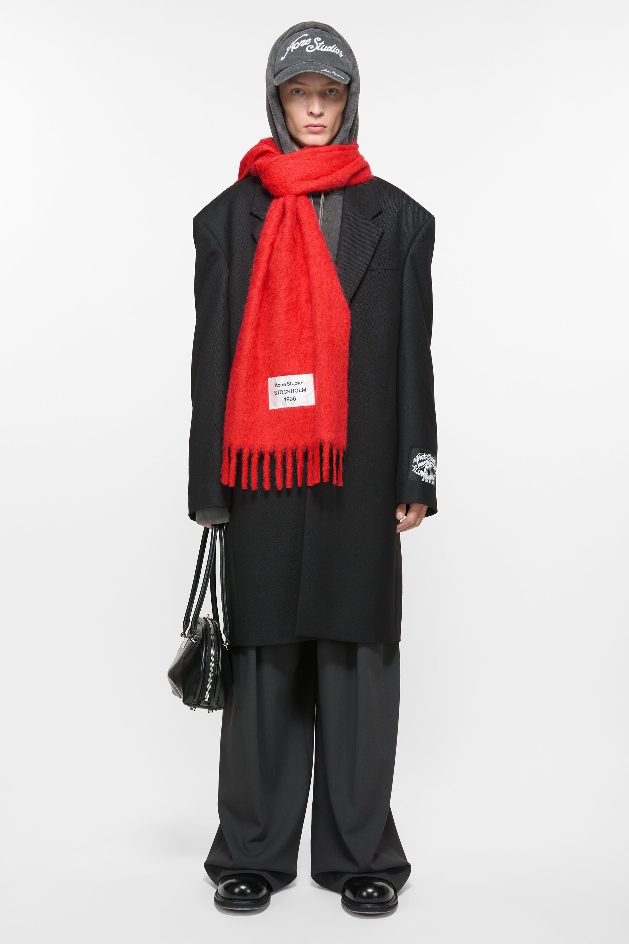 Fringe alpaca scarf - Red - 2