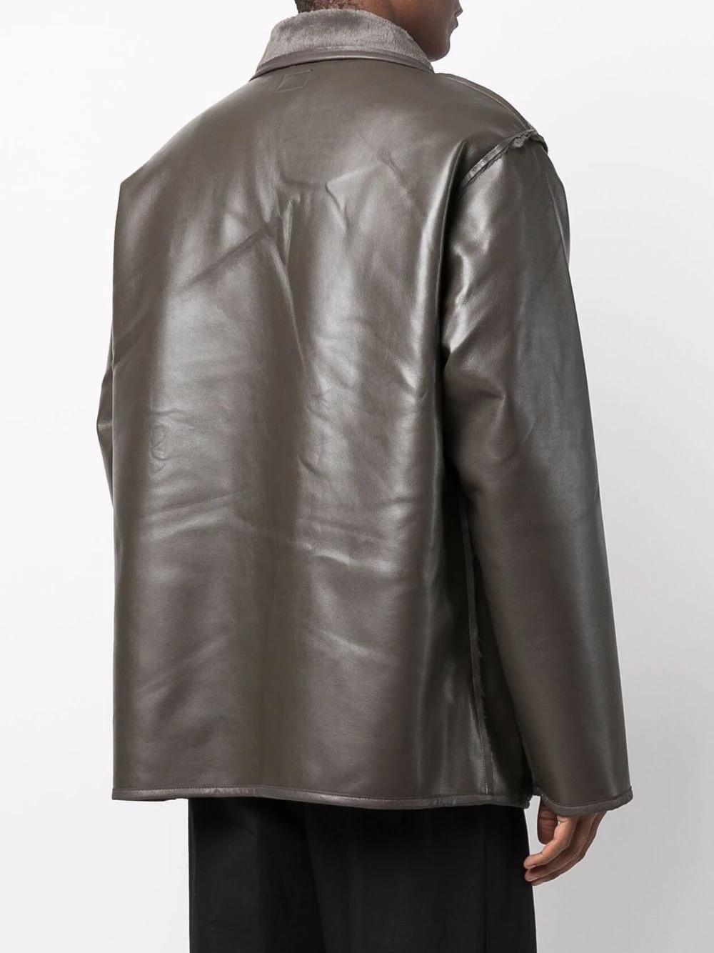 faux-leather lined boa jacket - 4