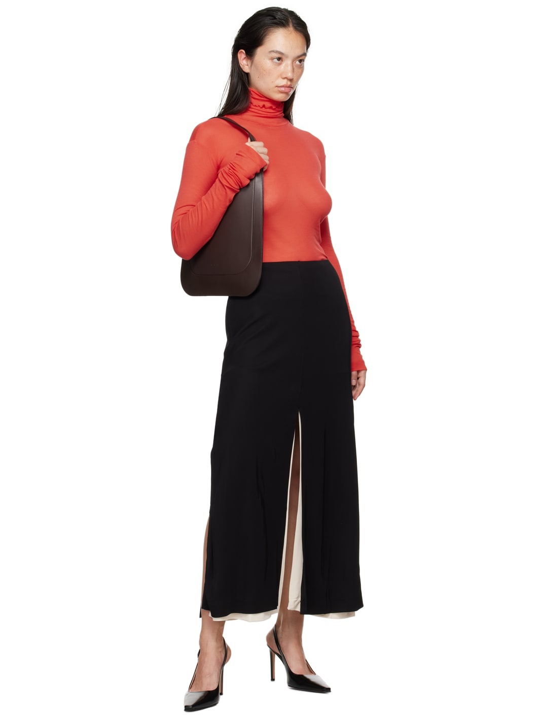 Red Long Sleeve Roller Turtleneck - 5
