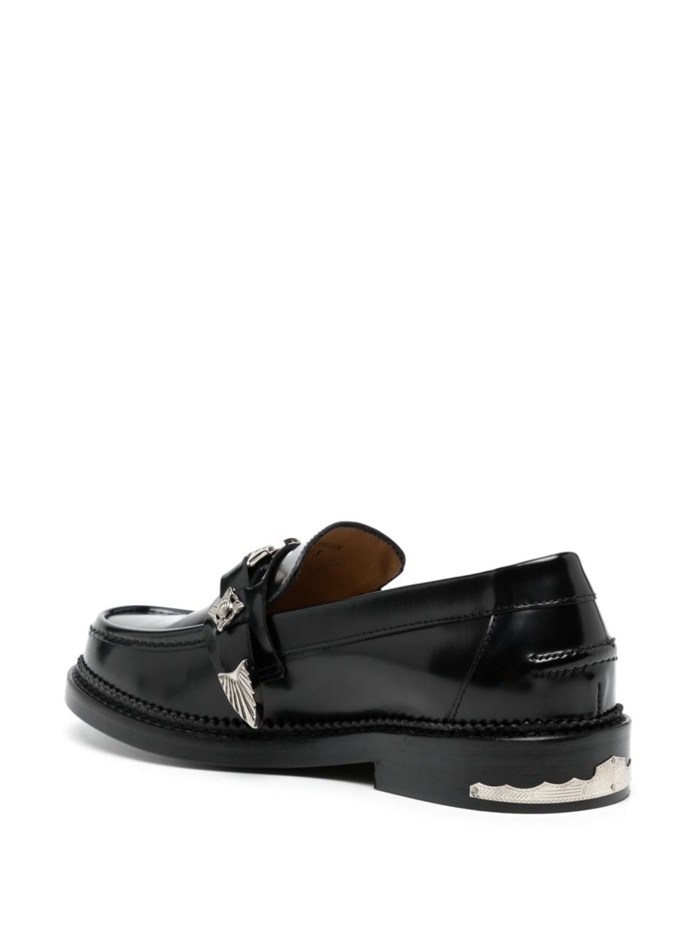 round-toe leather loafers - 3