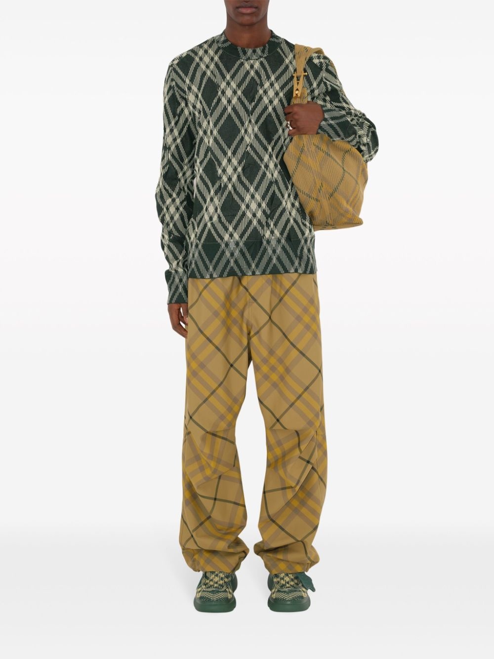 plaid-check crinkled-effect jumper - 2