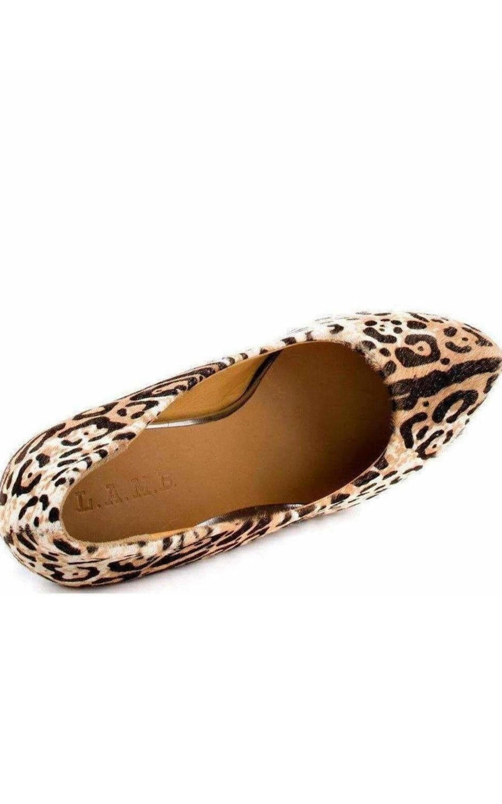 L.A.M.B. - Leopard Print Leather Wedge - 5