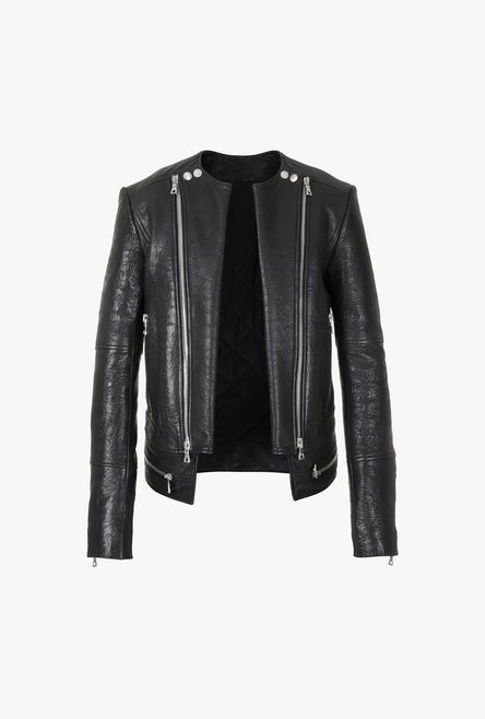 Leather biker jacket - 1