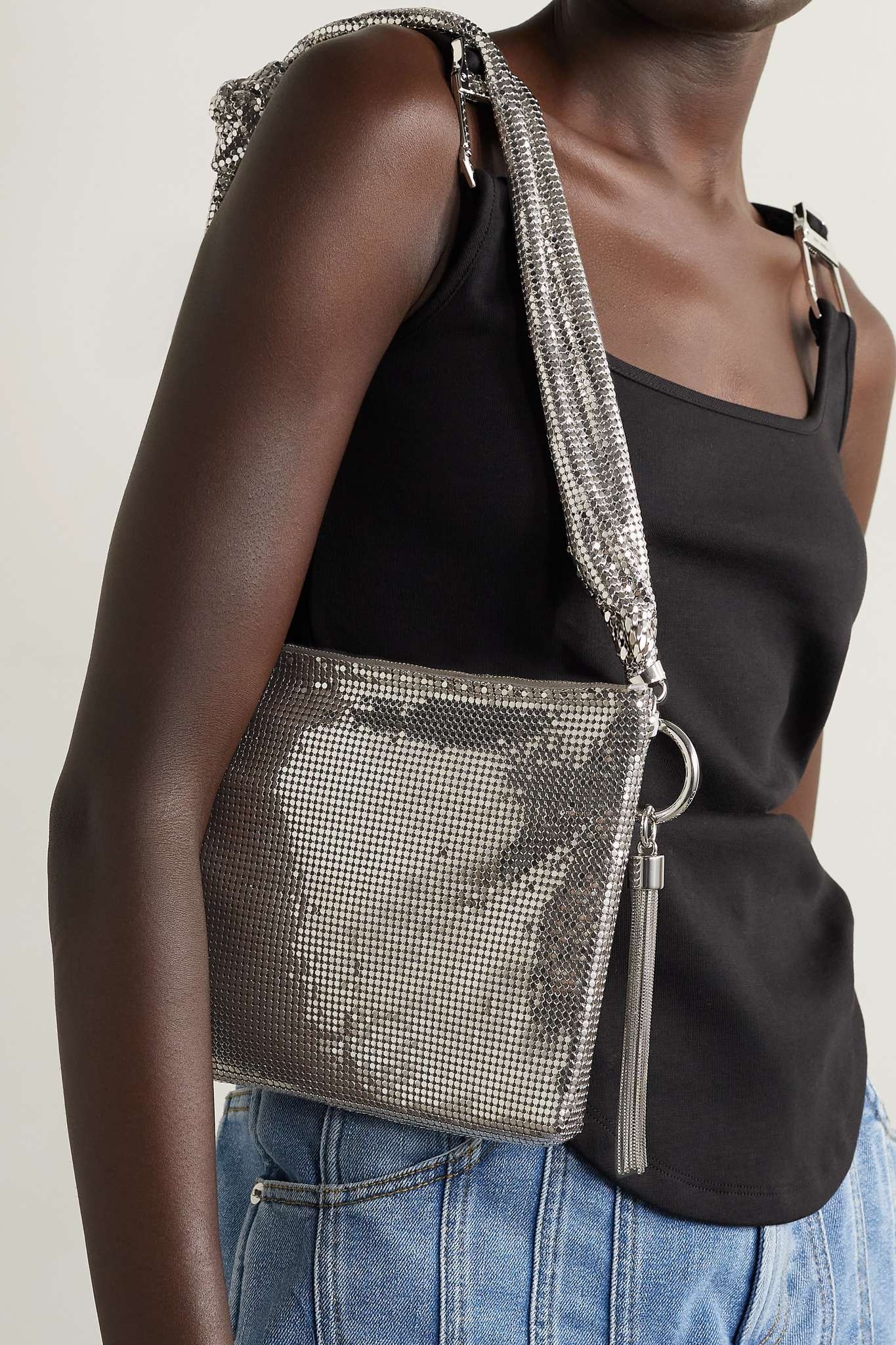 Callie tasseled degradé chainmail shoulder bag - 2