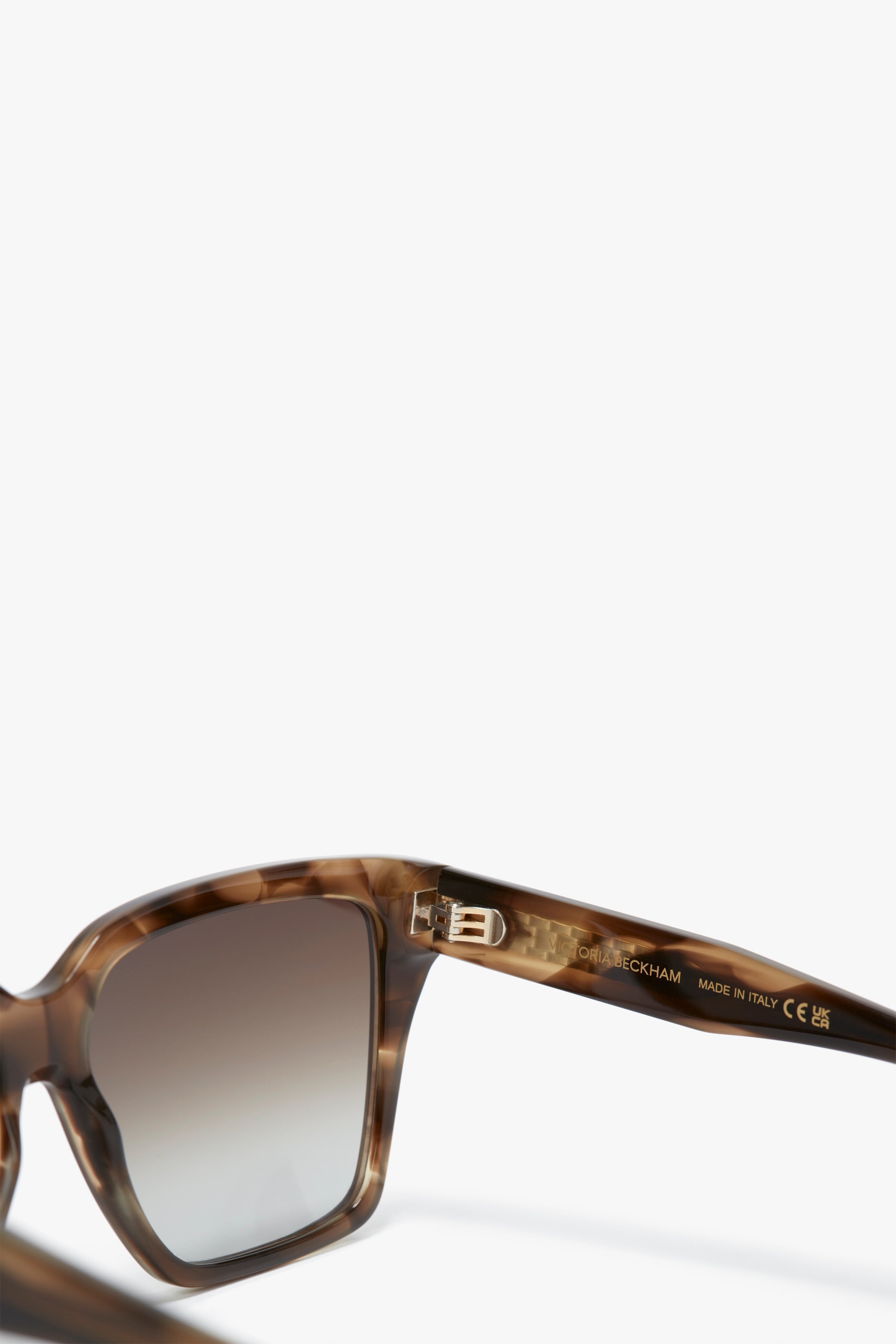 Soft Square Frame Sunglasses In Striped Khaki Havana - 4